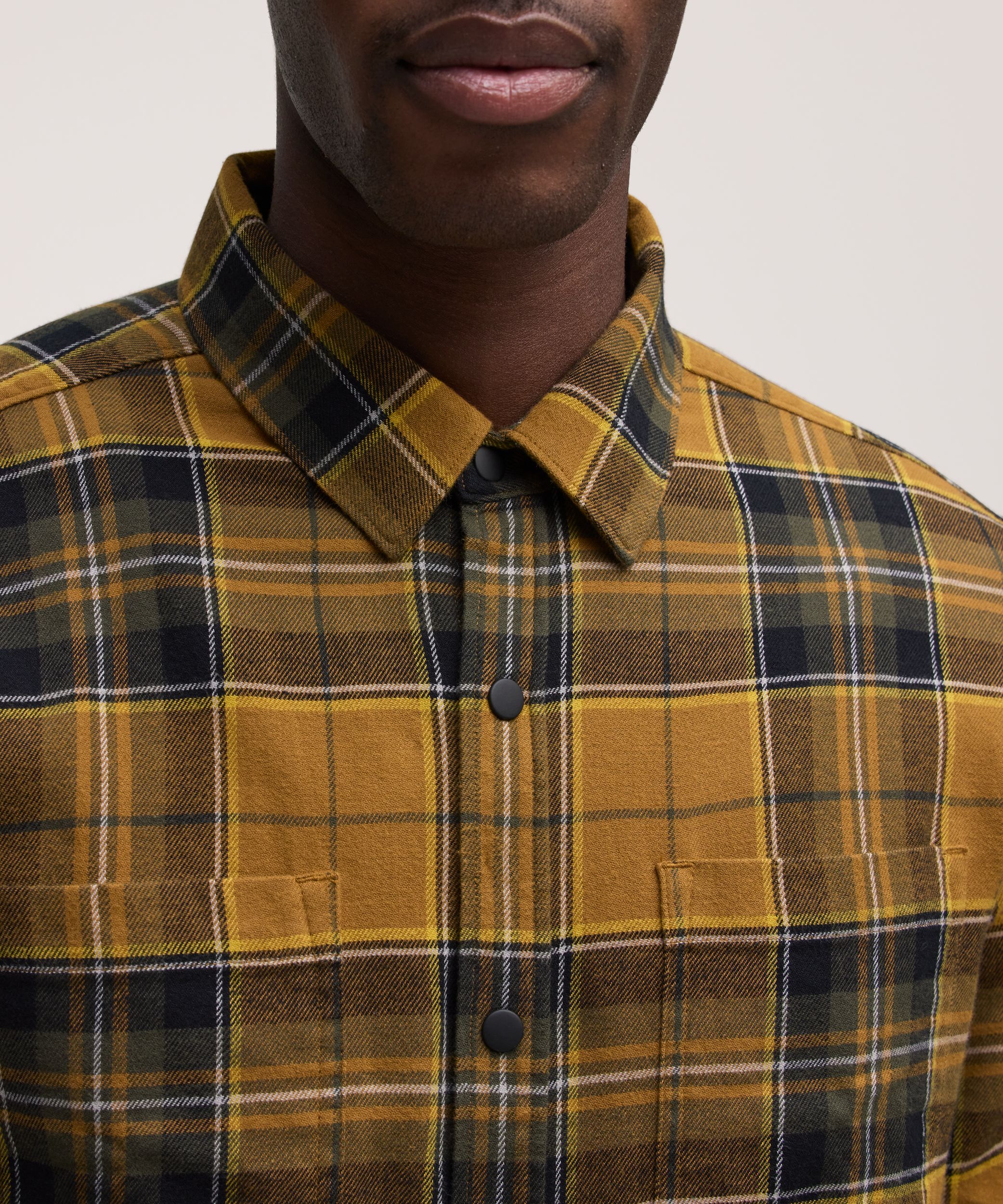 Chemise en flanelle de base extensible à boutons-pression pour hommes, WindRiver