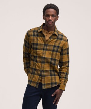 Chemise en flanelle de base extensible à boutons-pression pour hommes, WindRiver