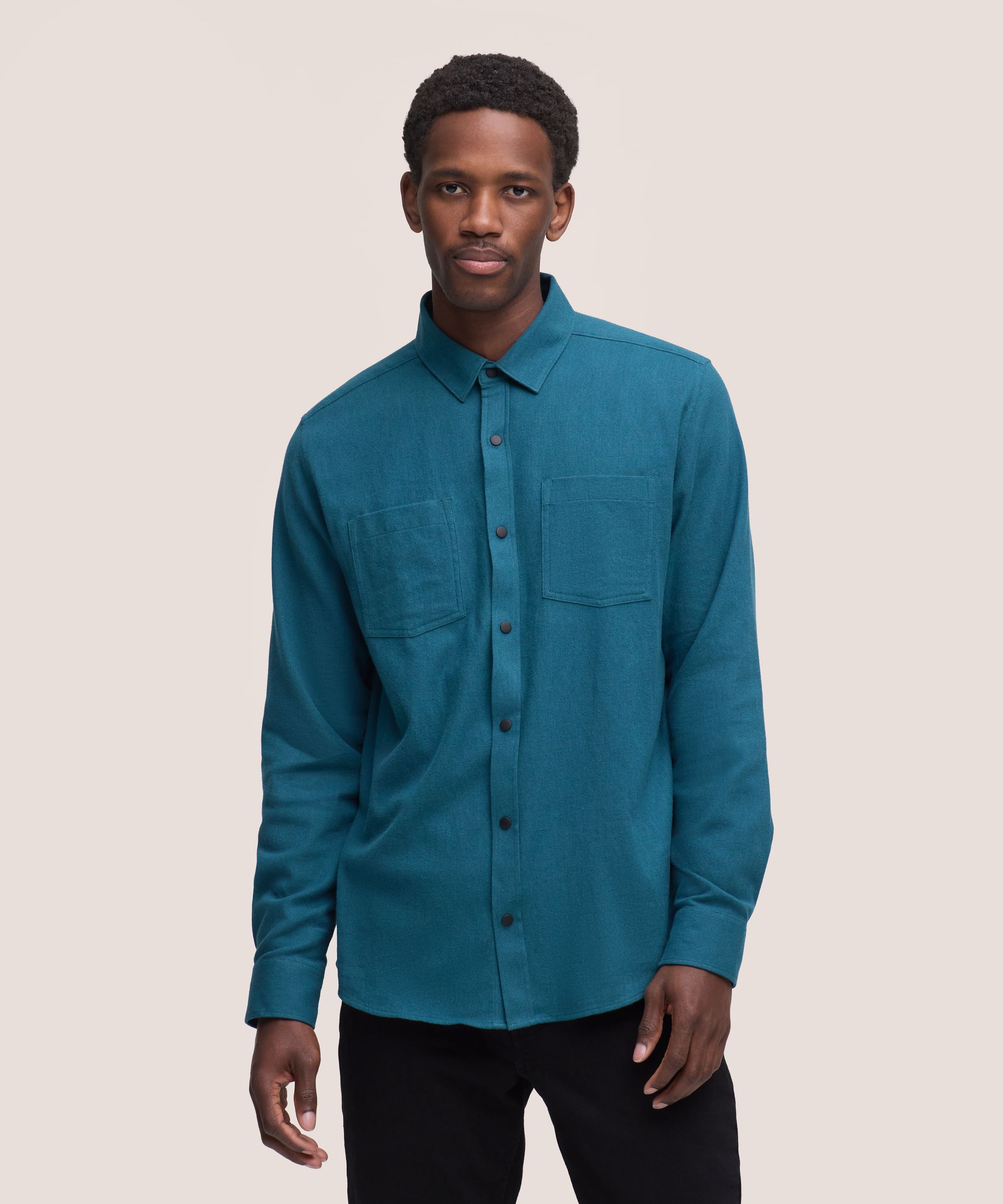 WindRiver Men's Basic Stretch Snap-Front Flannel Shirt