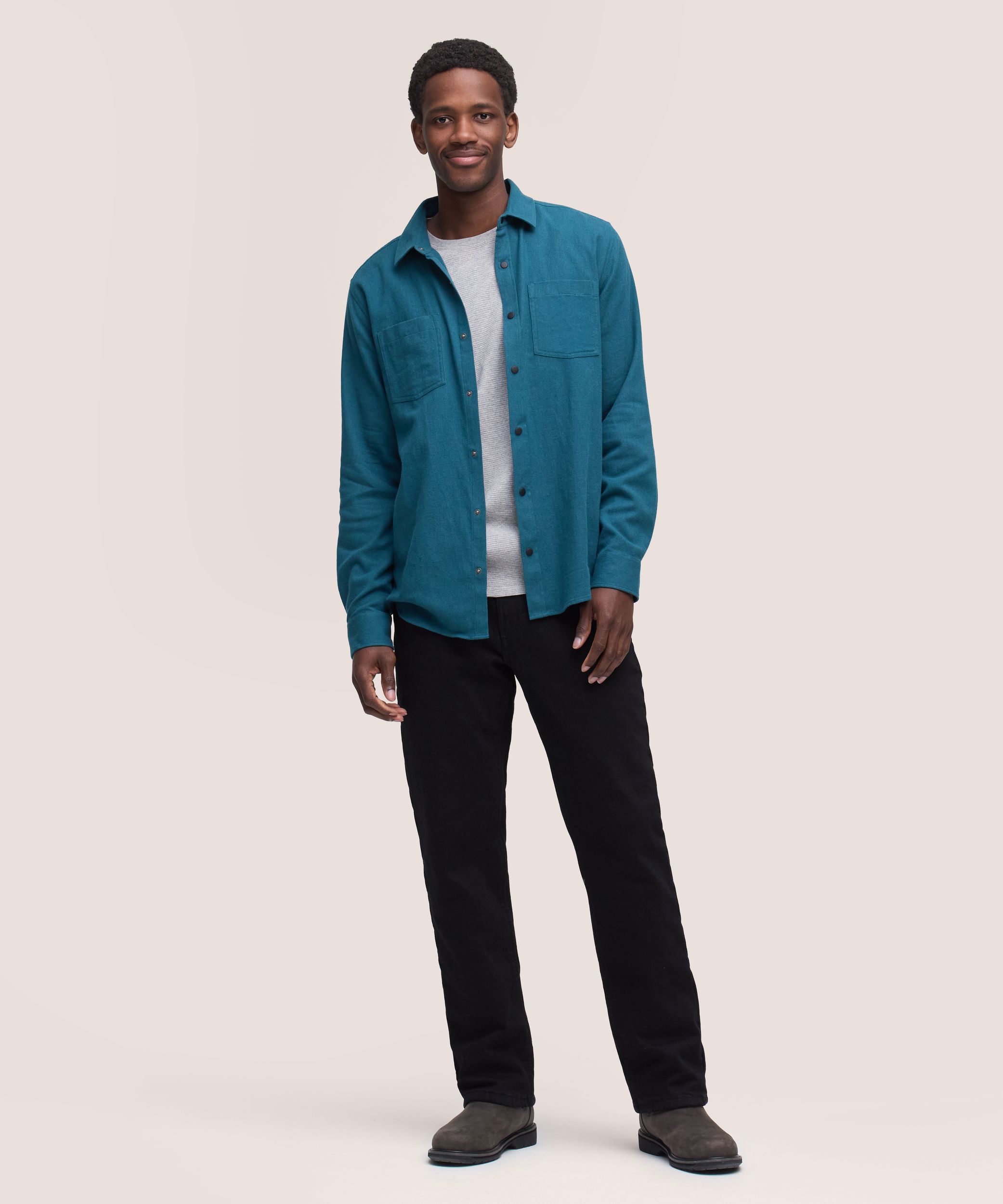 WindRiver Men's Basic Stretch Snap-Front Flannel Shirt
