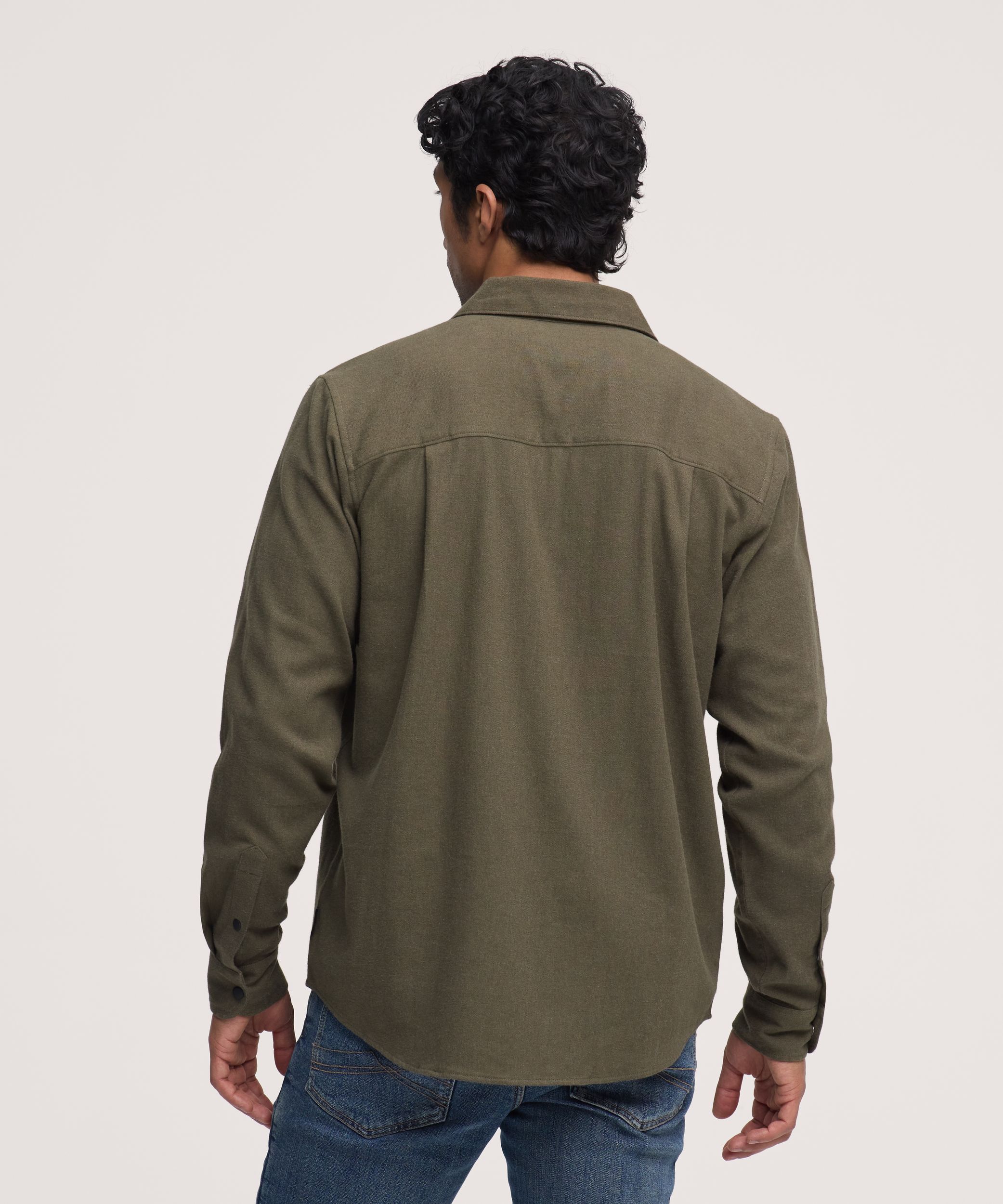 Chemise en flanelle de base extensible à boutons-pression pour hommes, WindRiver