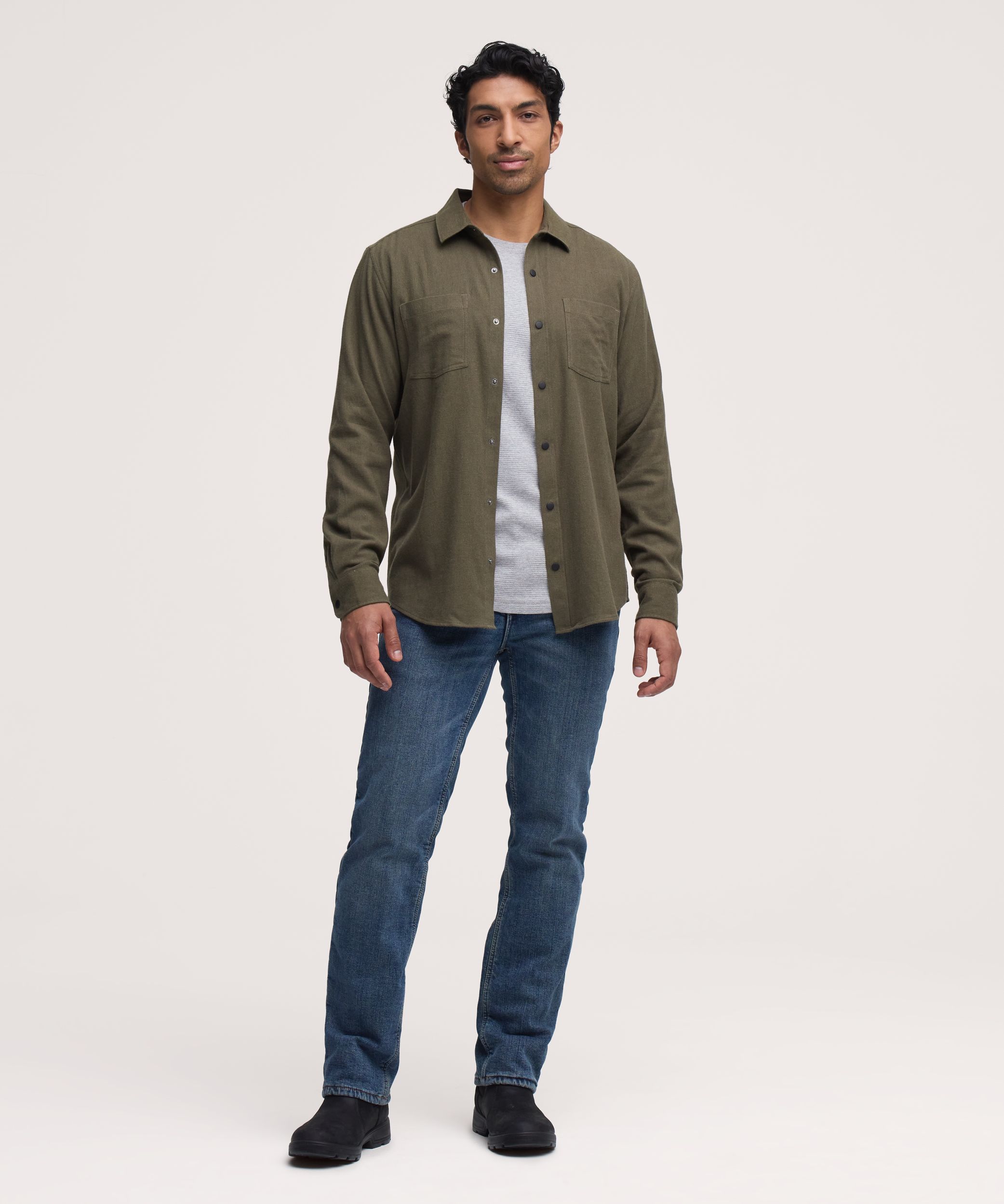 Chemise en flanelle de base extensible à boutons-pression pour hommes, WindRiver