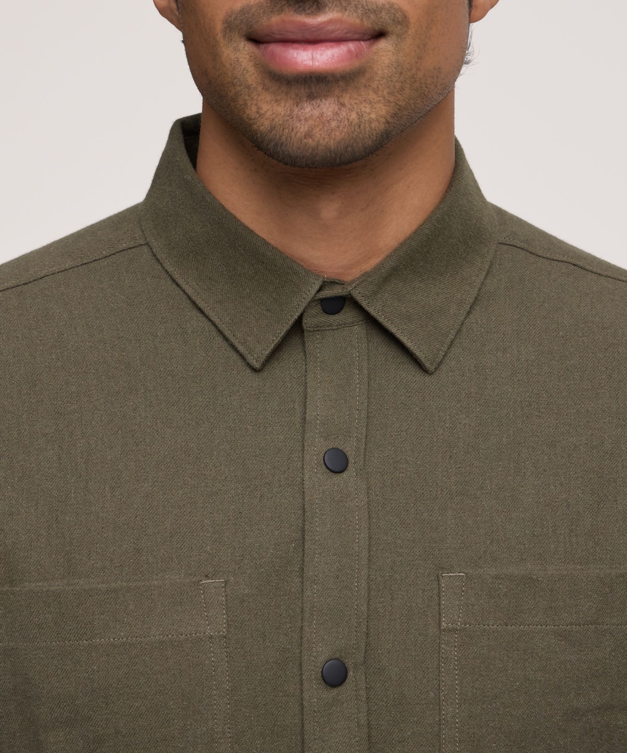 Chemise en flanelle de base extensible à boutons-pression pour hommes, WindRiver