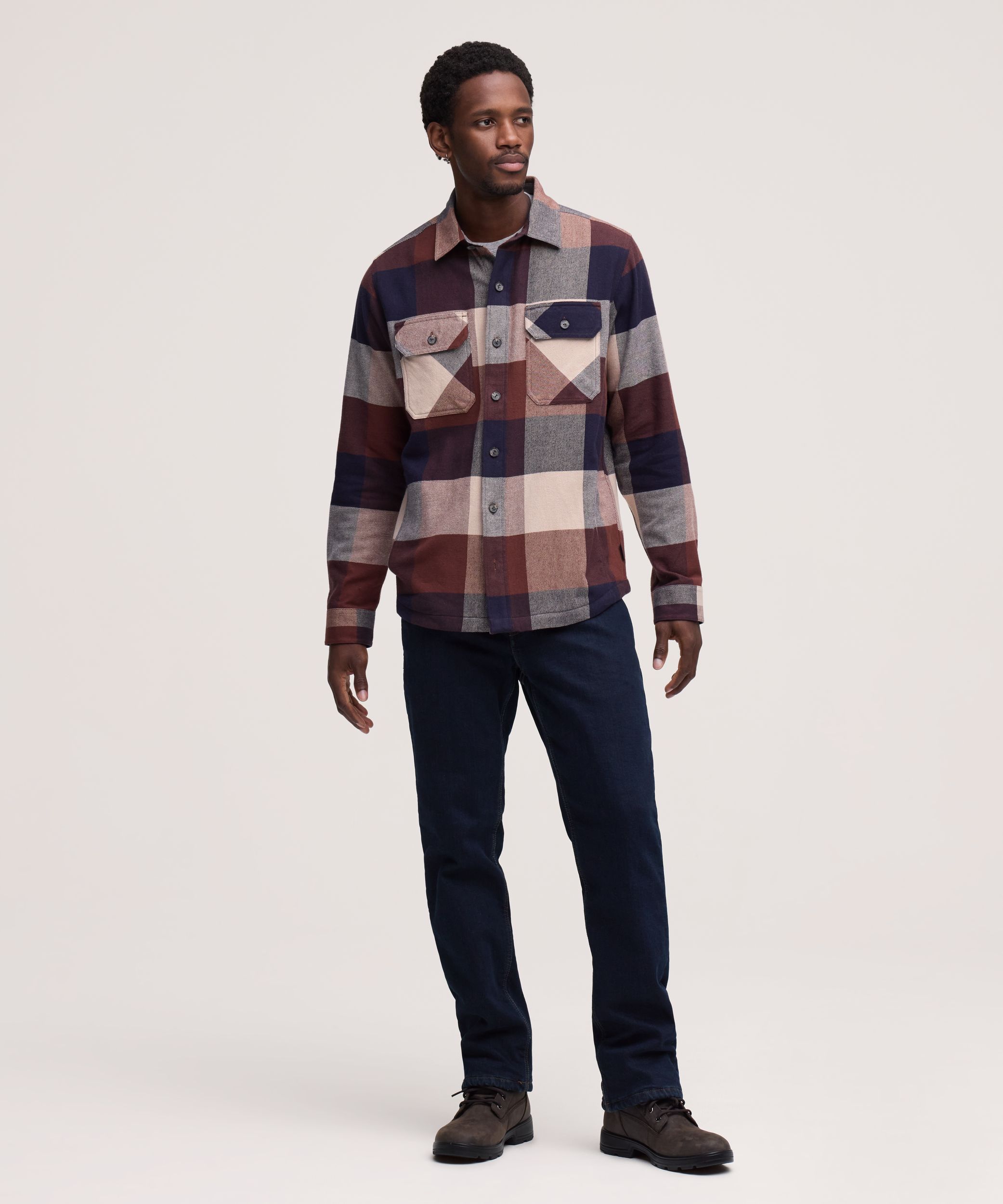 Chemise en flanelle extensible d’épaisseur moyenne pour hommes, WindRiver
