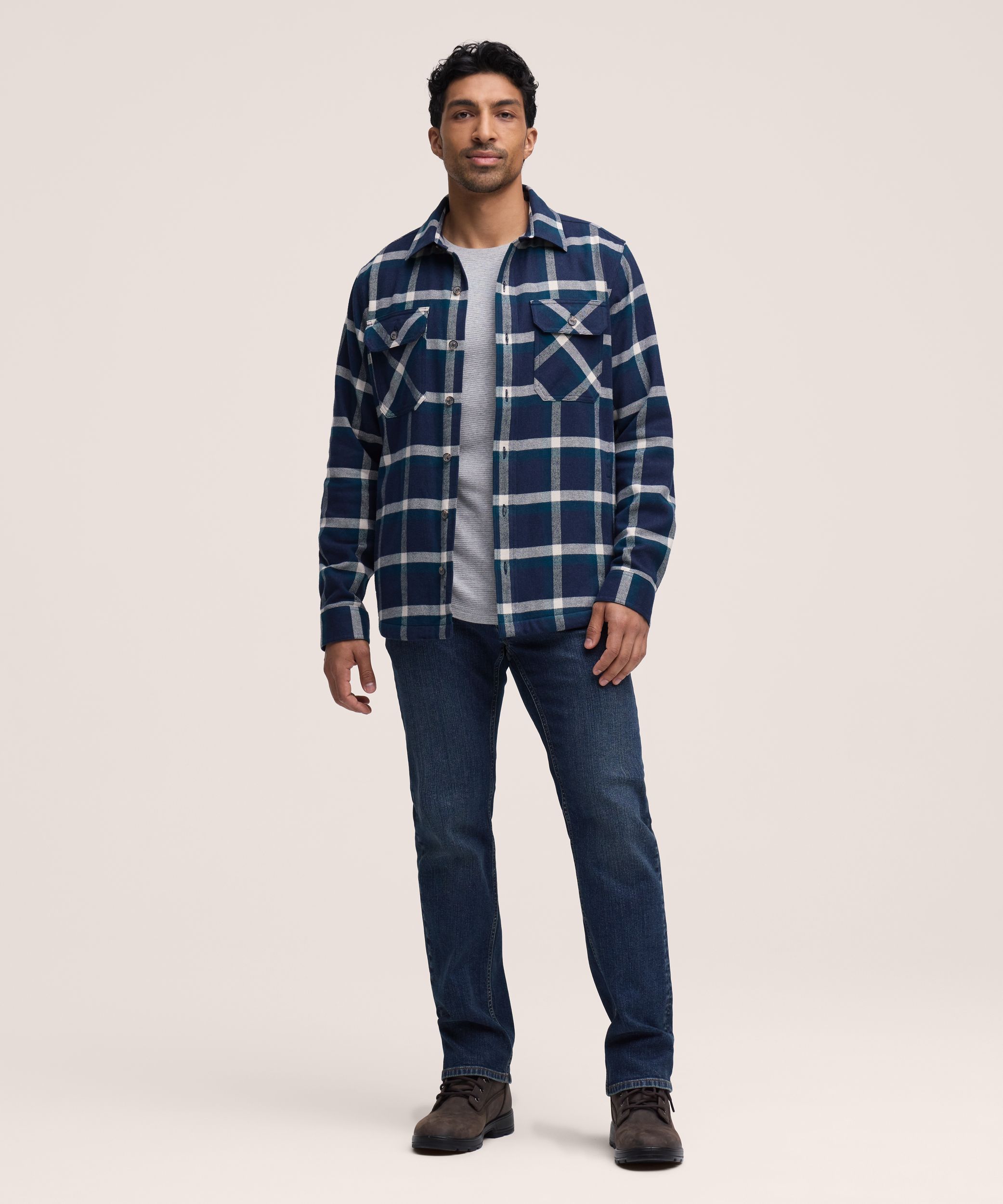 Chemise en flanelle extensible d’épaisseur moyenne pour hommes, WindRiver