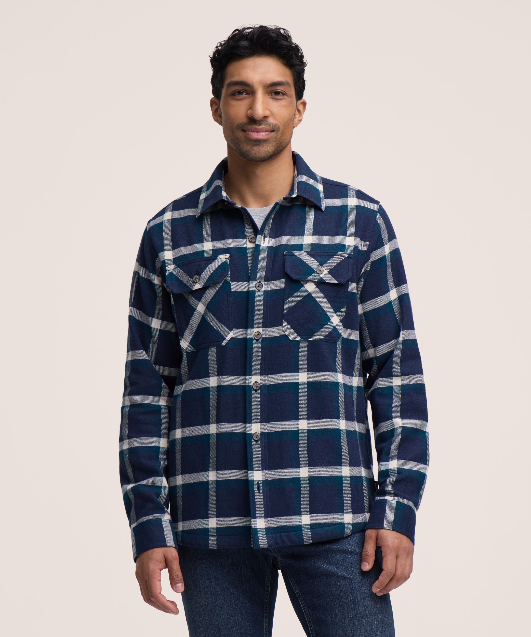 Chemise en flanelle extensible d’épaisseur moyenne pour hommes, WindRiver