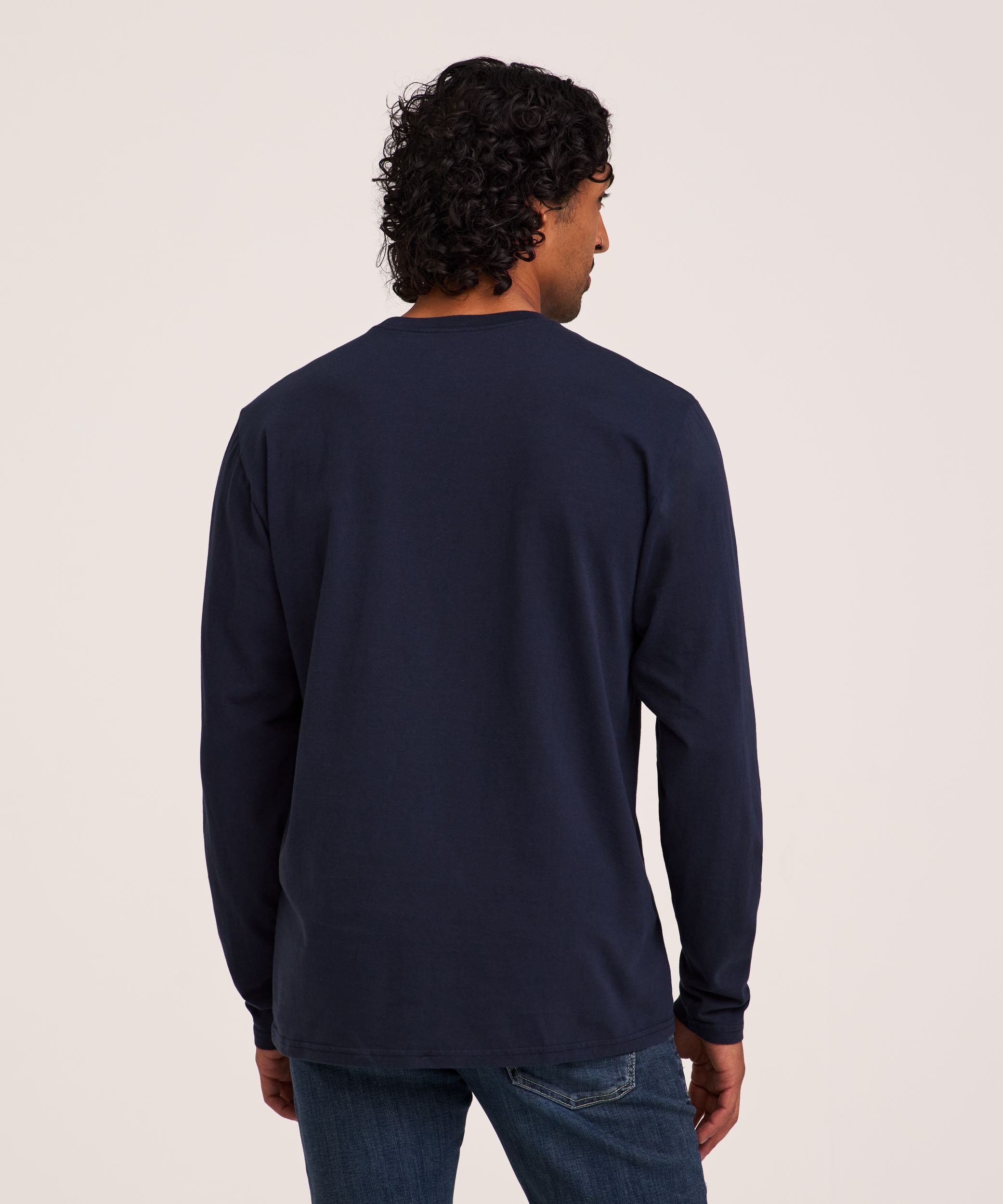 T-shirt en coton 50&nbsp;lavages de coupe classique à col ras du cou et à manches longues pour hommes, Denver Hayes