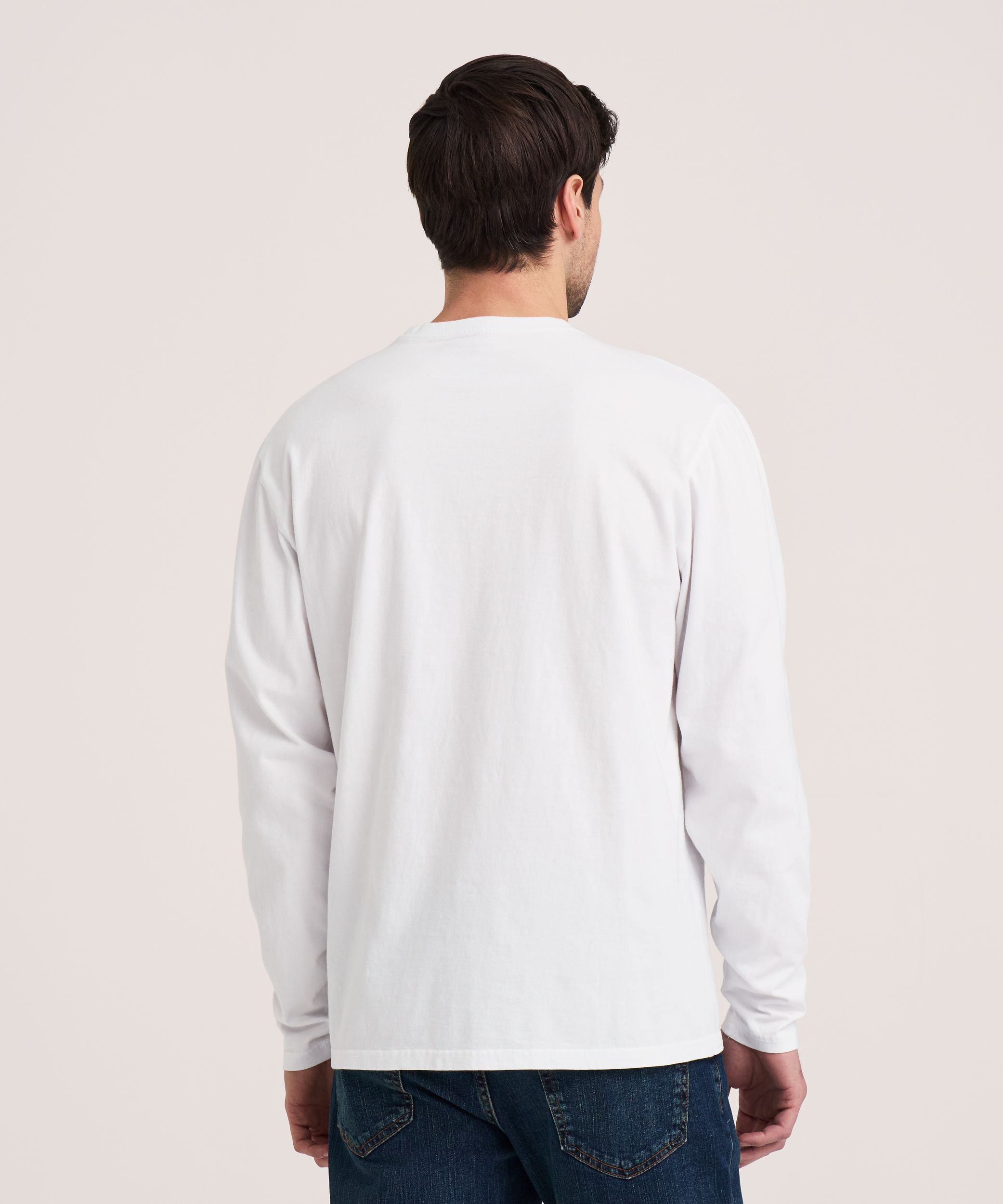 Denver Hayes Men's 50 Wash Long Sleeve Classic Fit Crew Neck T-Shirt