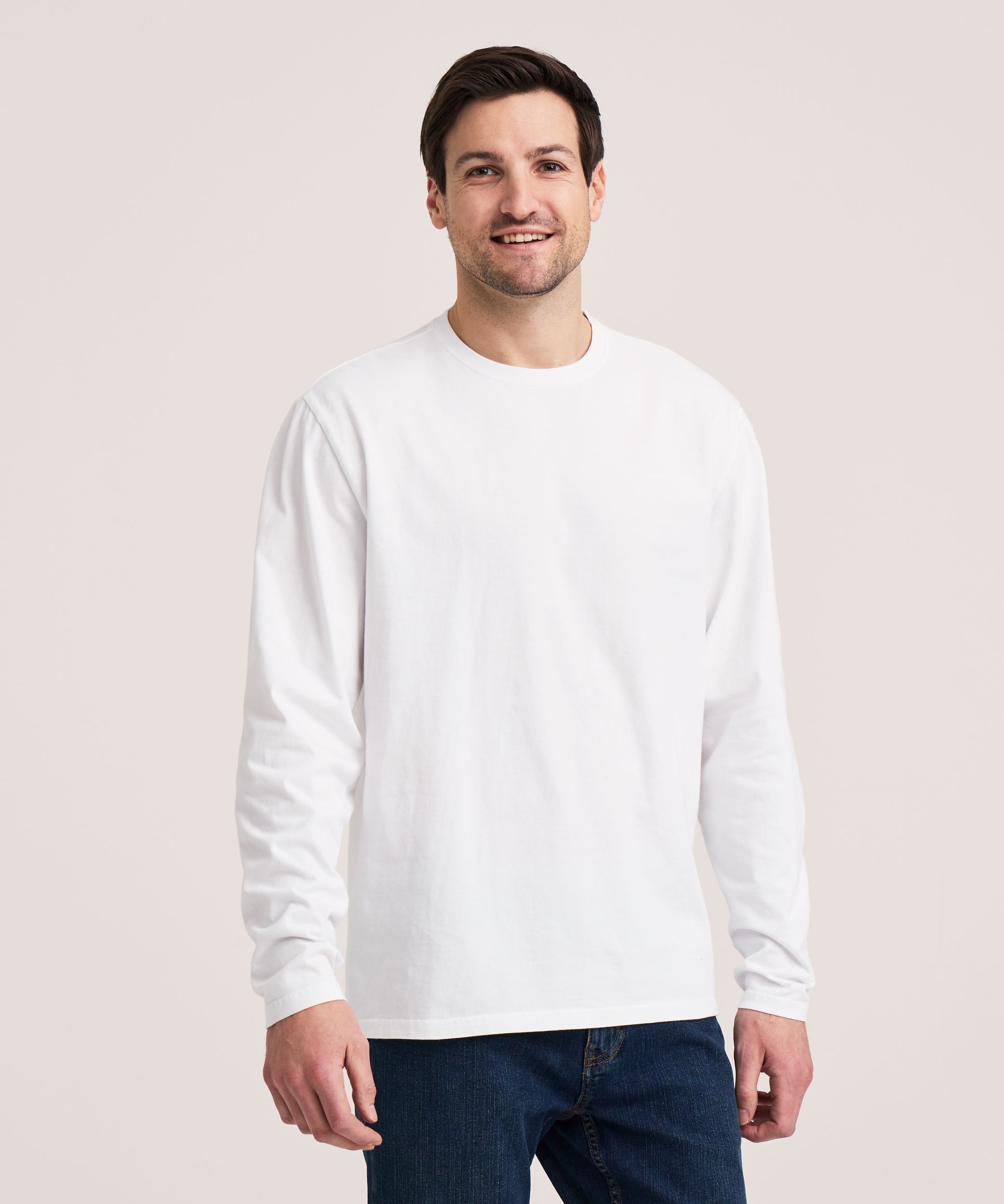 Denver Hayes Men's 50 Wash Long Sleeve Classic Fit Crew Neck T-Shirt