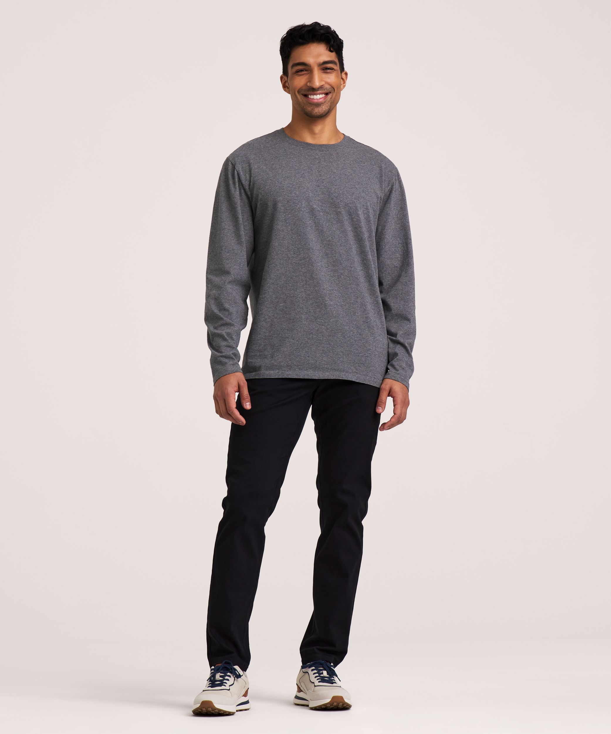 Denver Hayes Men's 50 Wash Long Sleeve Classic Fit Crew Neck T-Shirt