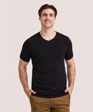 T-shirt saisonnier extensible à encolure en&nbsp;V et manches courtes pour hommes, Denver Hayes