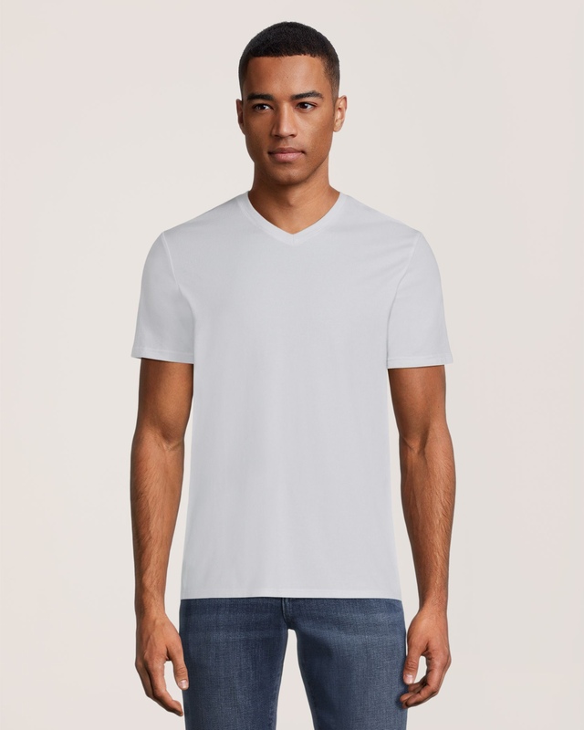 T-shirt extensible de coupe moderne à encolure en V pour hommes, Denver Hayes