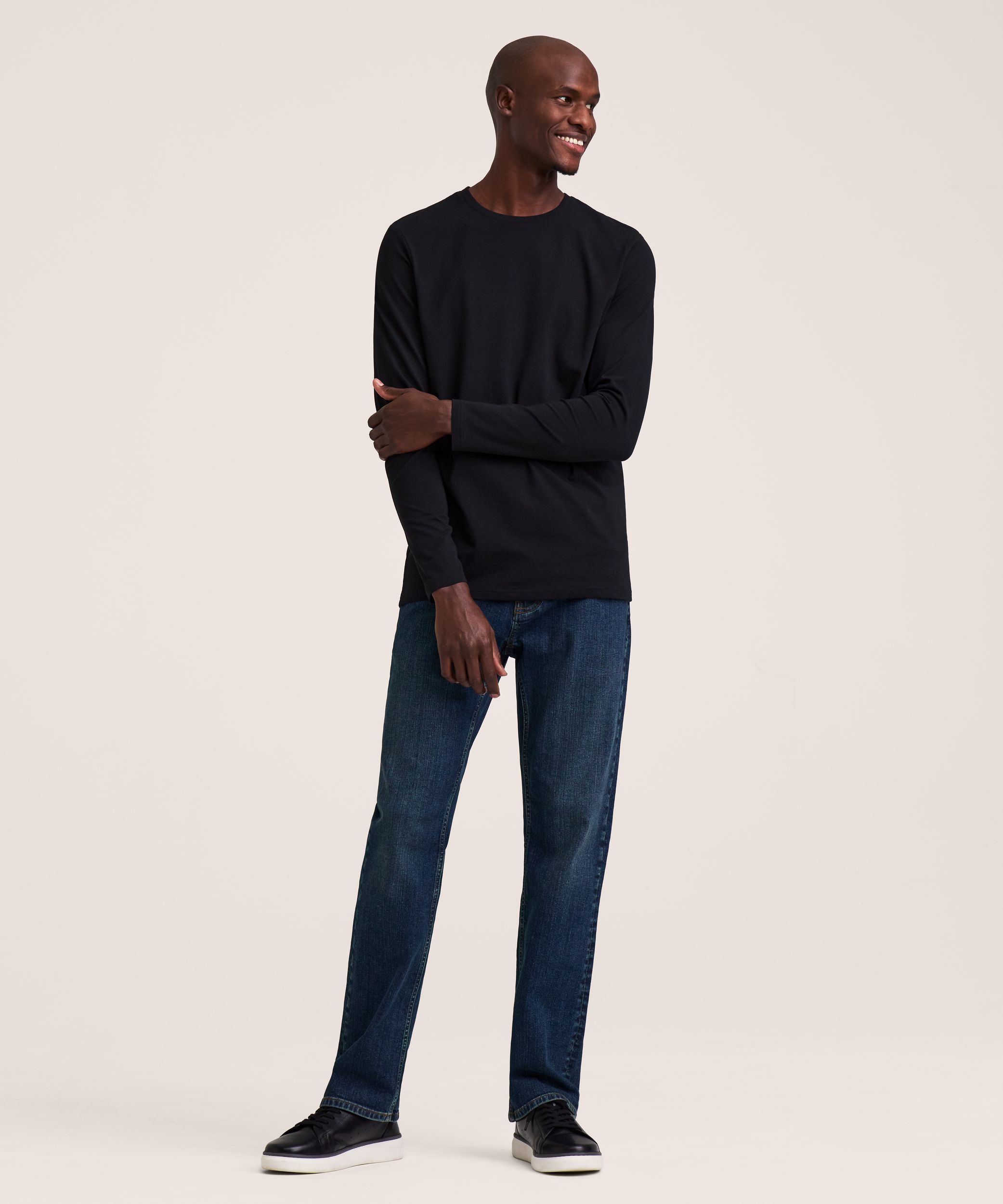 Denver Hayes Men's Stretch Long Sleeve Modern Fit Crewneck T-Shirt