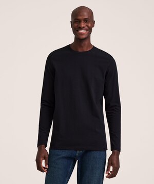 T-shirt extensible à col ras du cou et manches longues pour hommes, Denver Hayes