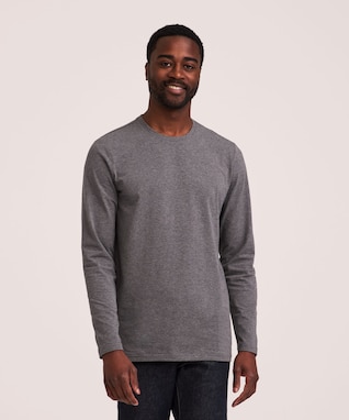 Denver Hayes Men's Stretch Long Sleeve Modern Fit Crewneck T Shirt