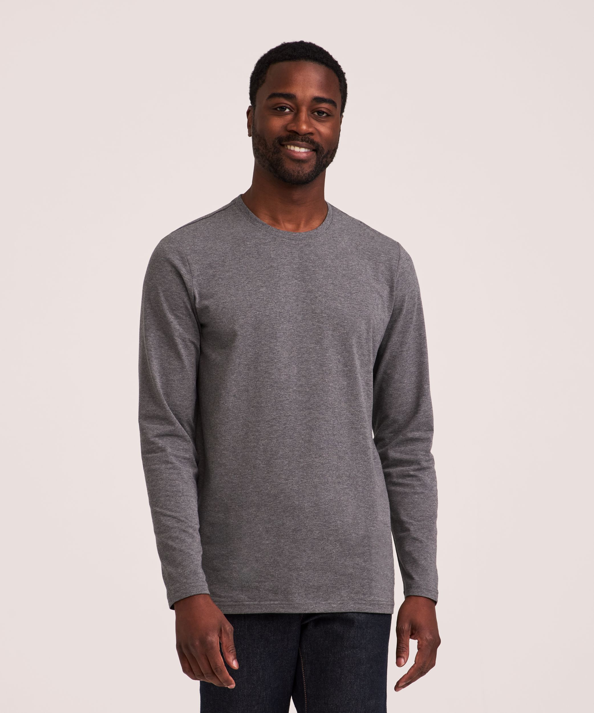 Denver Hayes Men's Stretch Long Sleeve Modern Fit Crewneck T Shirt