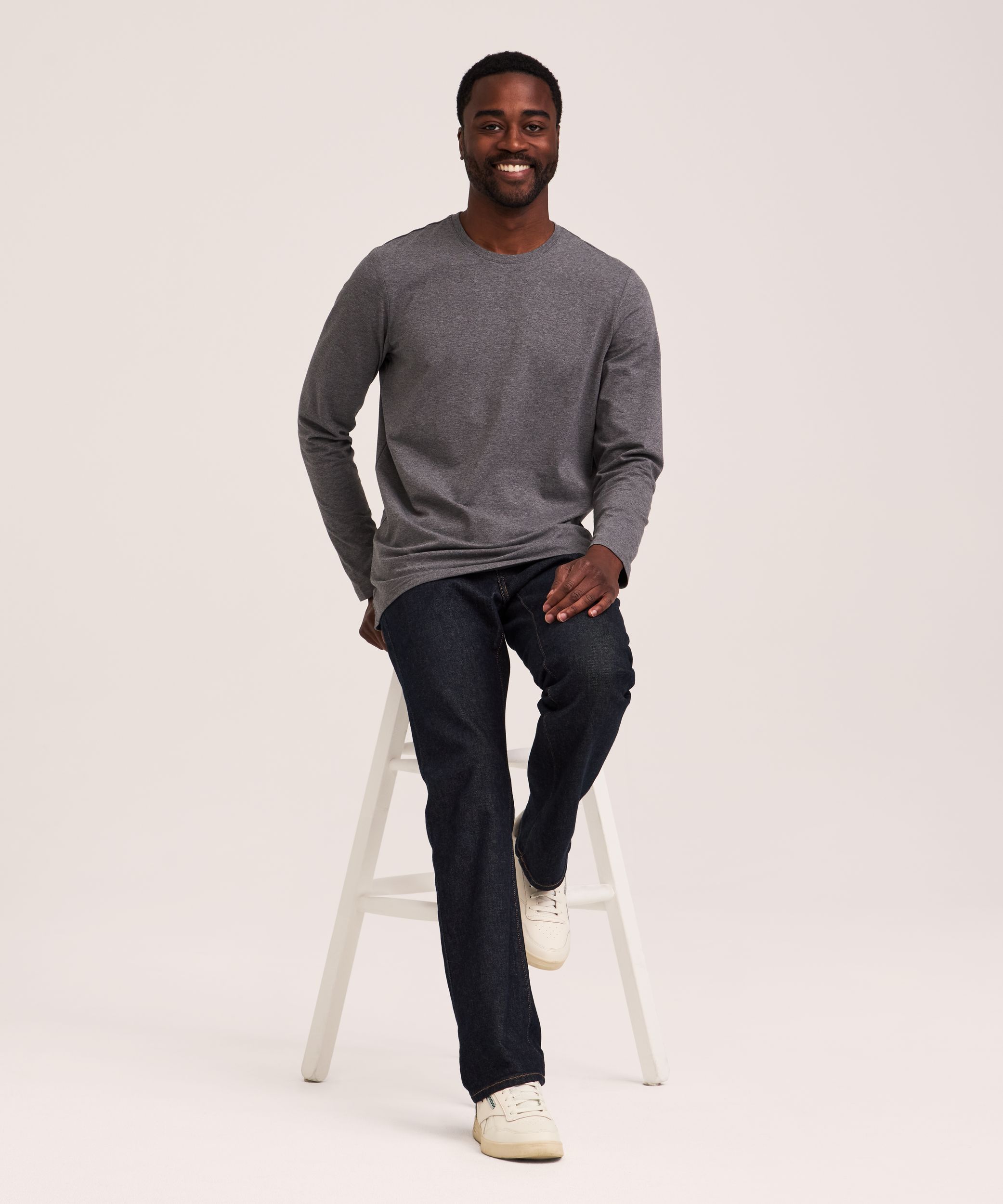Denver Hayes Men's Stretch Long Sleeve Modern Fit Crewneck T-Shirt