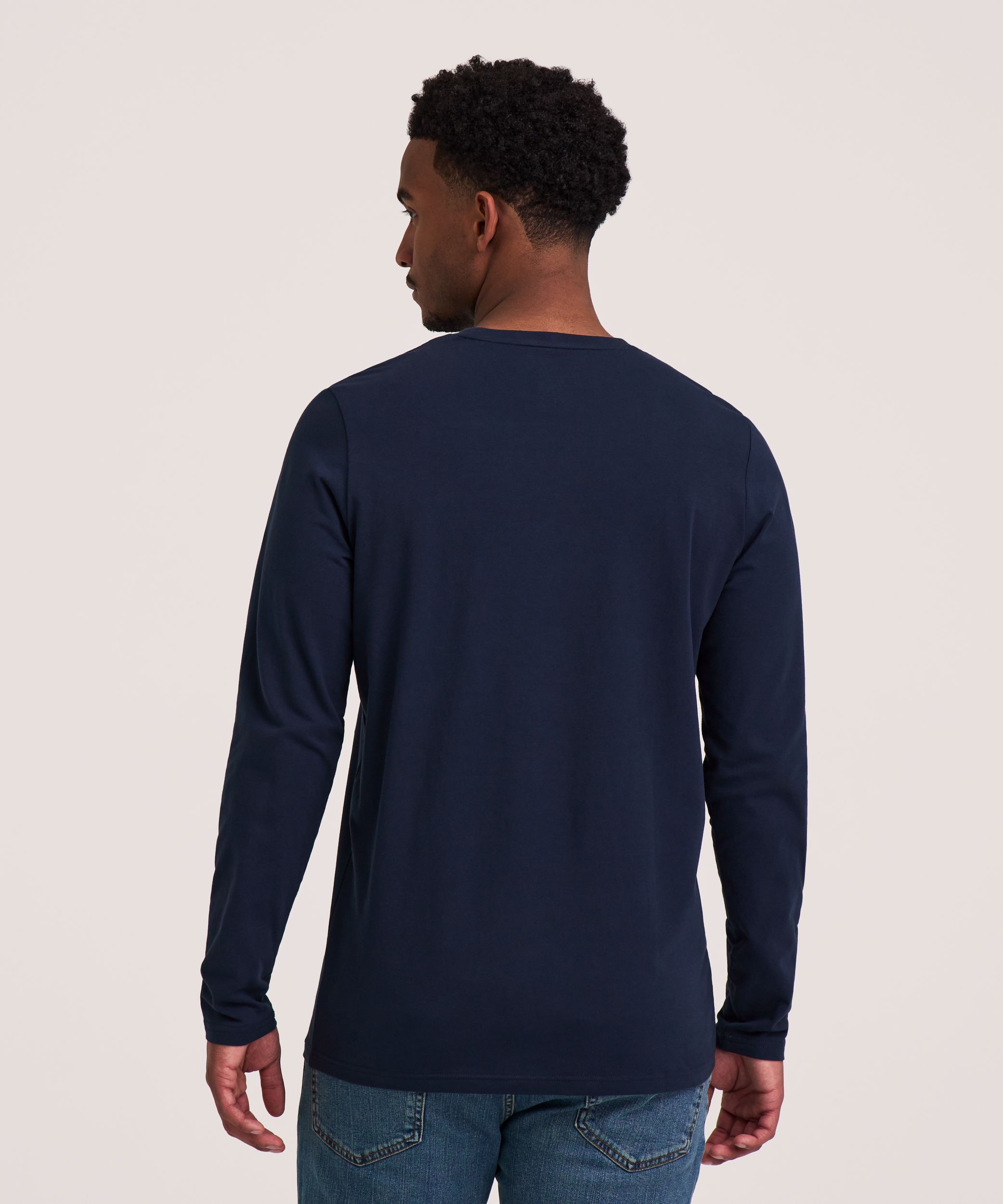 Denver Hayes Men's Stretch Long Sleeve Modern Fit Crewneck T-Shirt