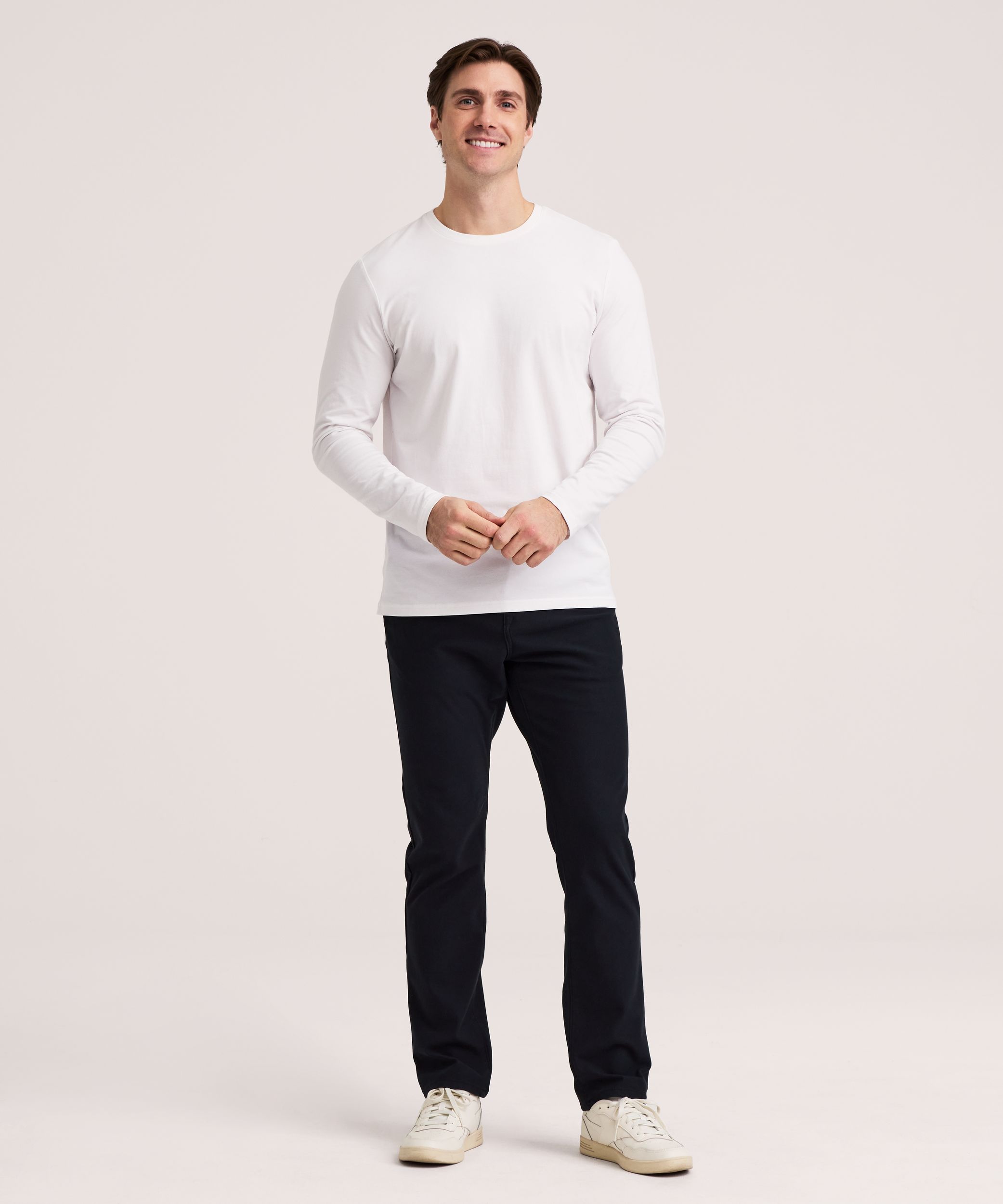 Denver Hayes Men's Stretch Long Sleeve Modern Fit Crewneck T-Shirt