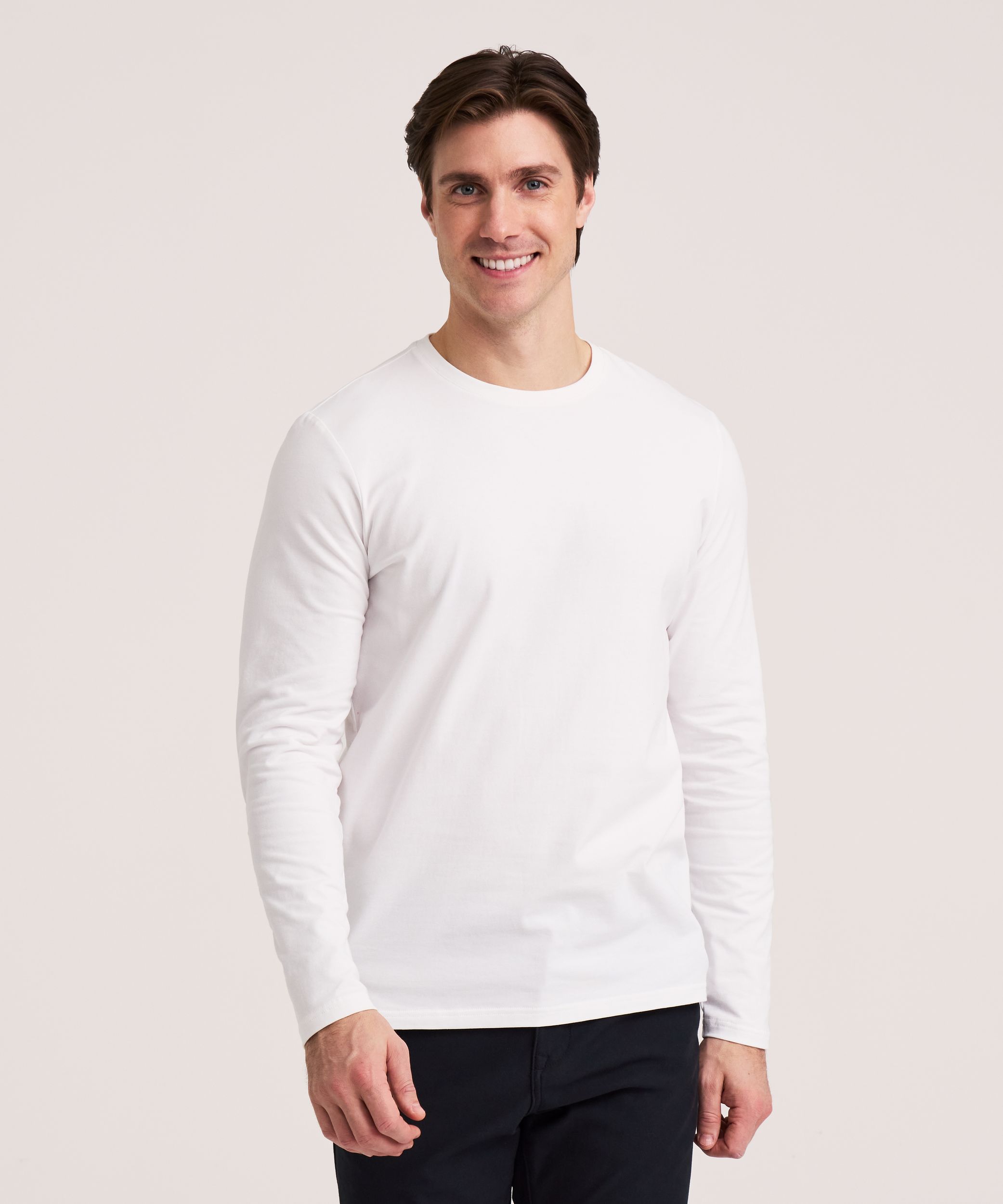 Denver Hayes Men's Stretch Long Sleeve Modern Fit Crewneck T-Shirt