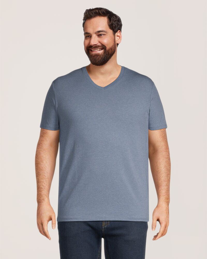 T-shirt extensible de coupe moderne à encolure en V pour hommes, Denver Hayes
