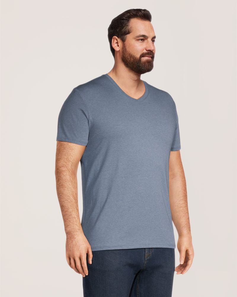 T-shirt extensible de coupe moderne à encolure en V pour hommes, Denver Hayes