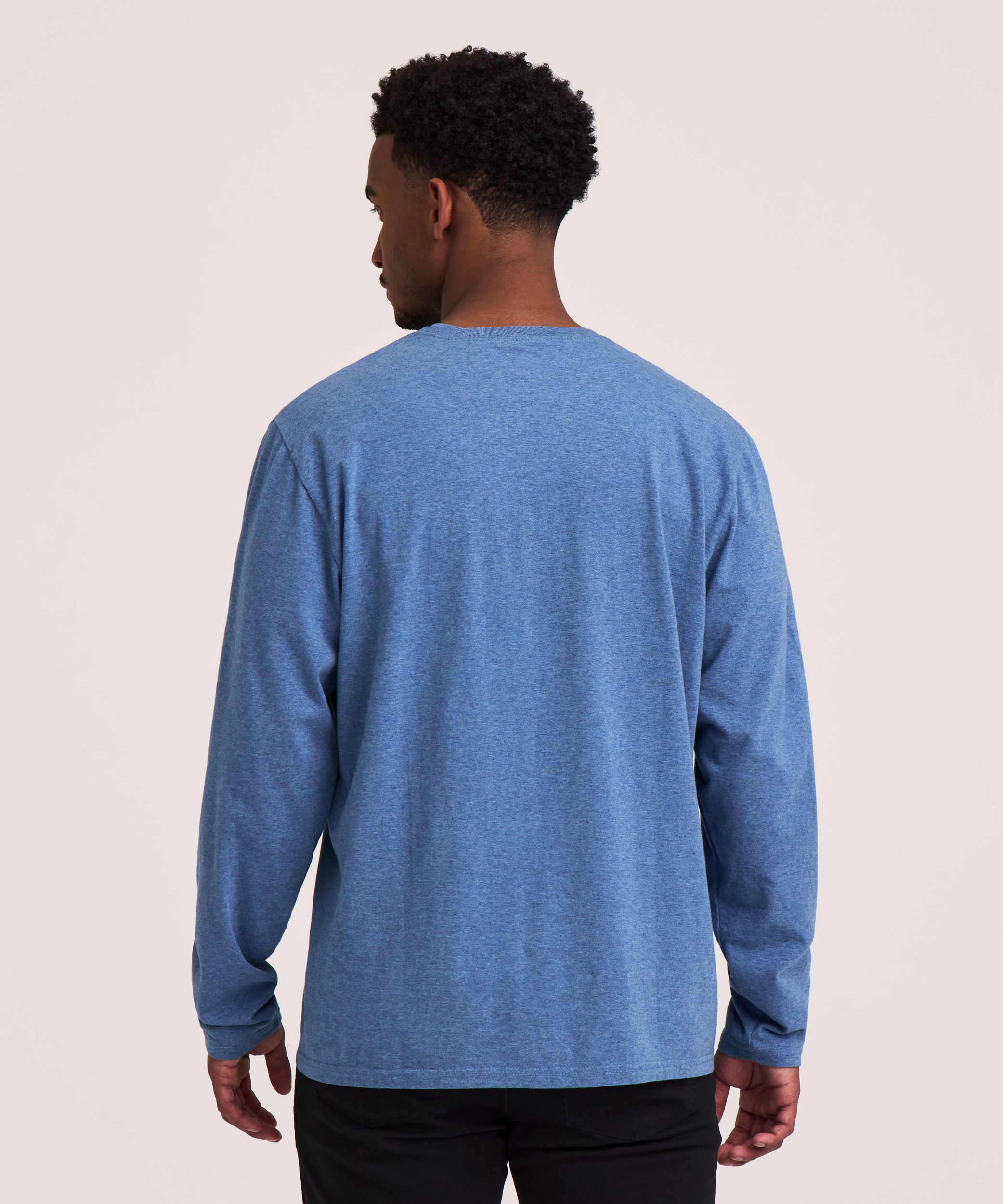 Denver Hayes Men's 50 Wash Long Sleeve Classic Fit Crew Neck T-Shirt