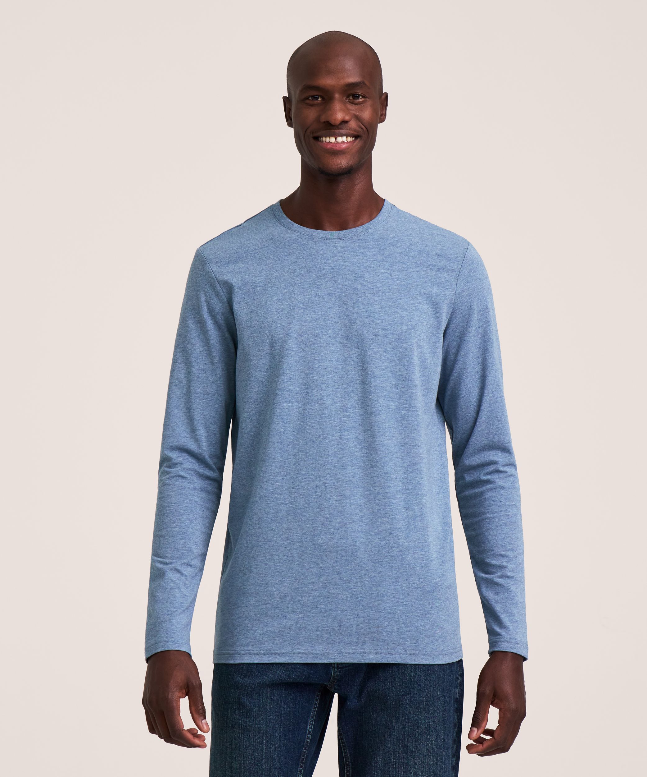 Denver Hayes Men's Stretch Long Sleeve Modern Fit Crewneck T-Shirt