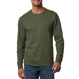 Denver Hayes Men's 50 Wash Long Sleeve Classic Fit Crew Neck T-Shirt Front_Flat