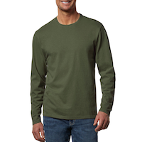 T-shirt en coton 50 lavages de coupe classique à col ras du cou et à manches longues pour hommes, Denver Hayes Front_Flat