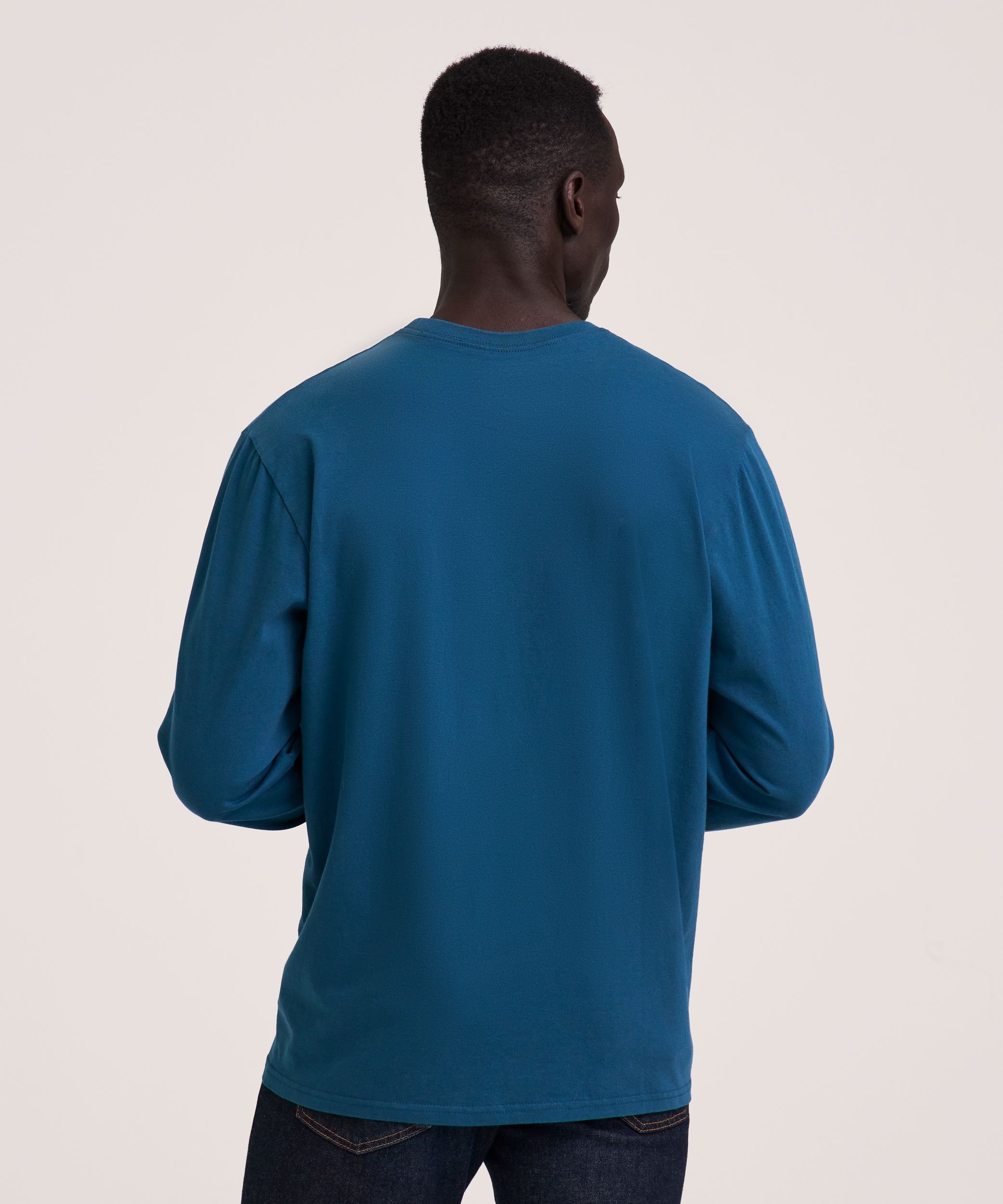 Denver Hayes Men's 50 Wash Long Sleeve Classic Fit Crew Neck T-Shirt