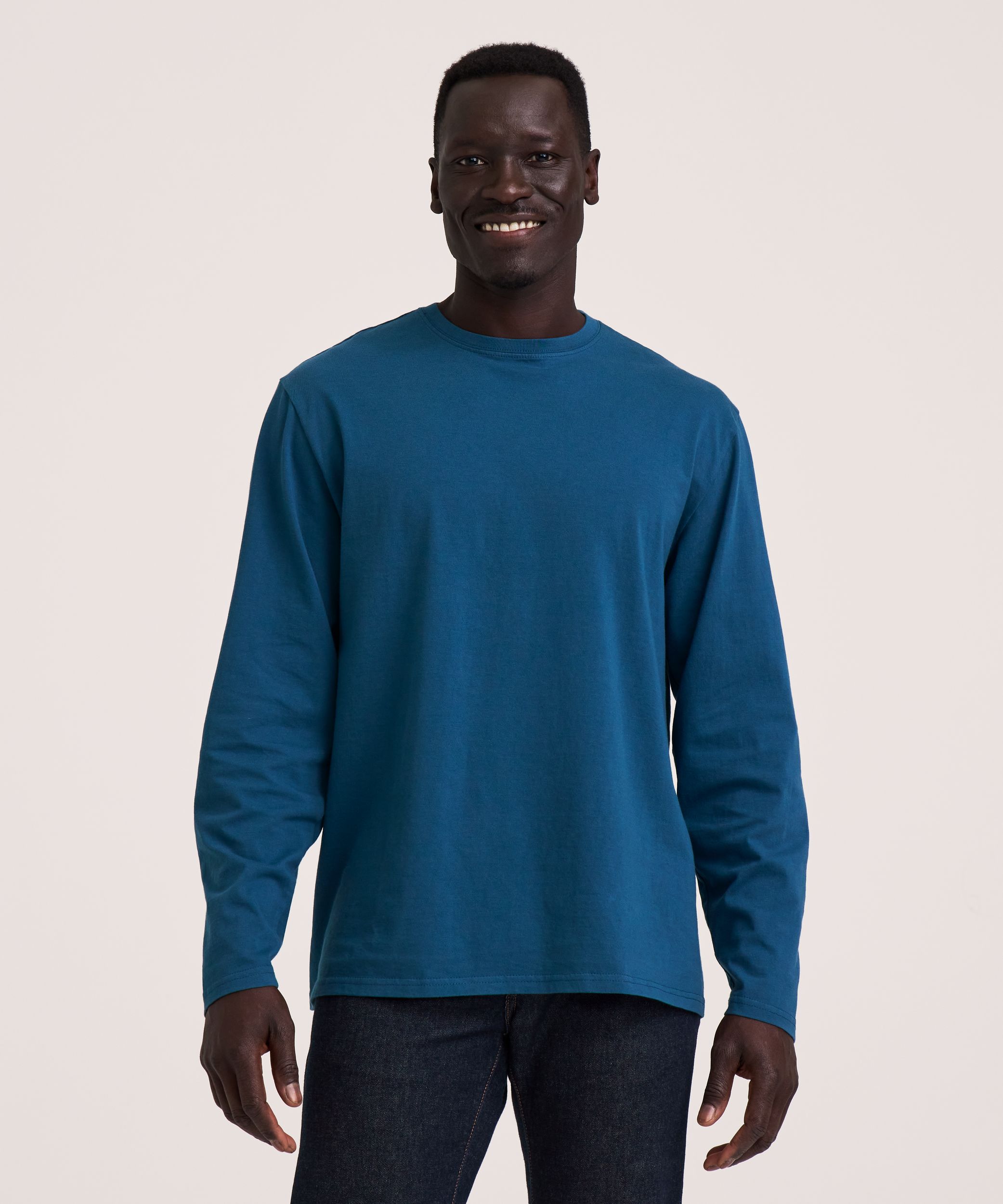 Denver Hayes Men's 50 Wash Long Sleeve Classic Fit Crew Neck T-Shirt