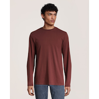 T-shirt en coton 50&nbsp;lavages de coupe classique à col ras du cou et à manches longues pour hommes, Denver Hayes