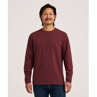 T-shirt en coton 50&nbsp;lavages de coupe classique à col ras du cou et à manches longues pour hommes, Denver Hayes