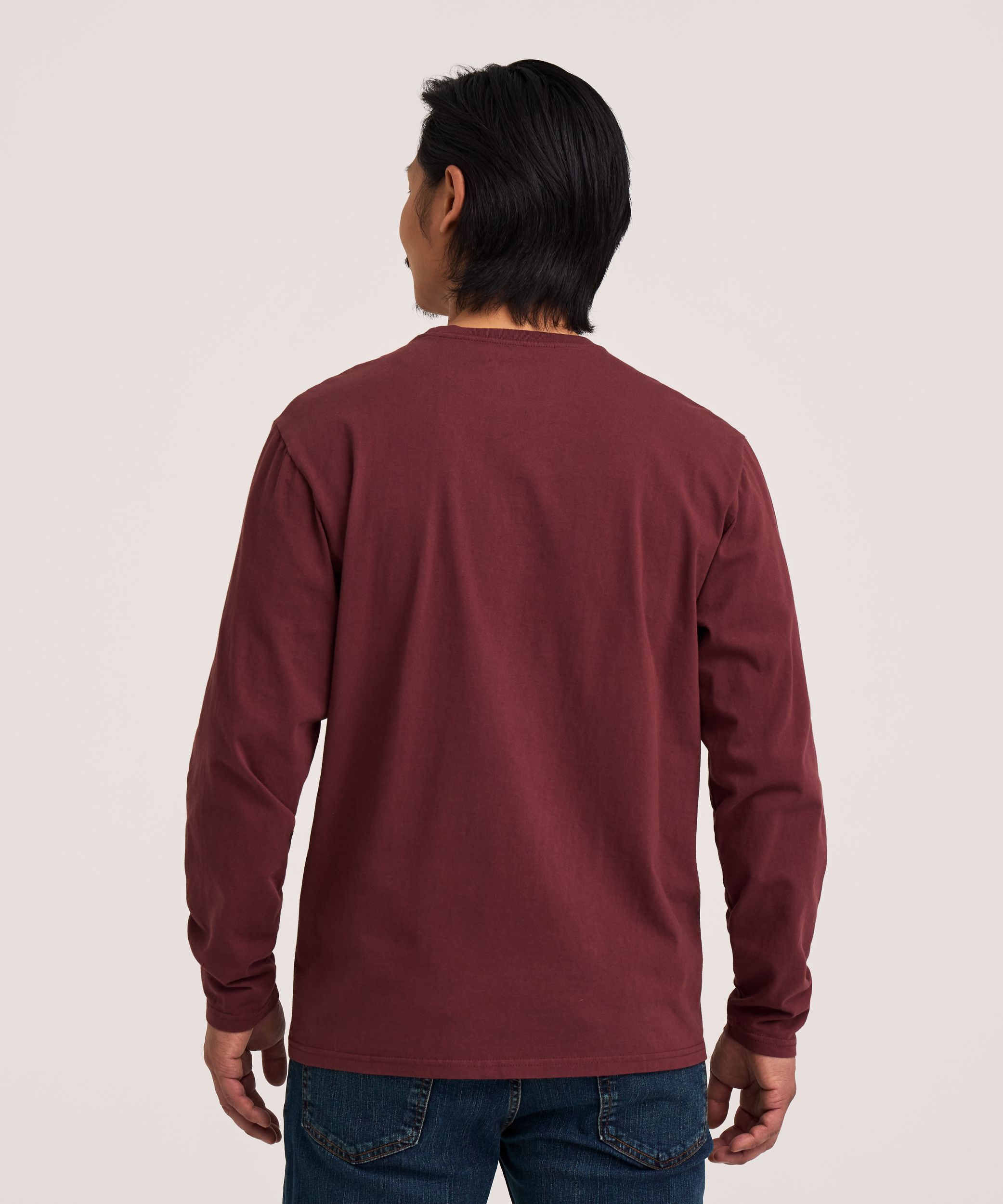 Denver Hayes Men's 50 Wash Long Sleeve Classic Fit Crew Neck T-Shirt