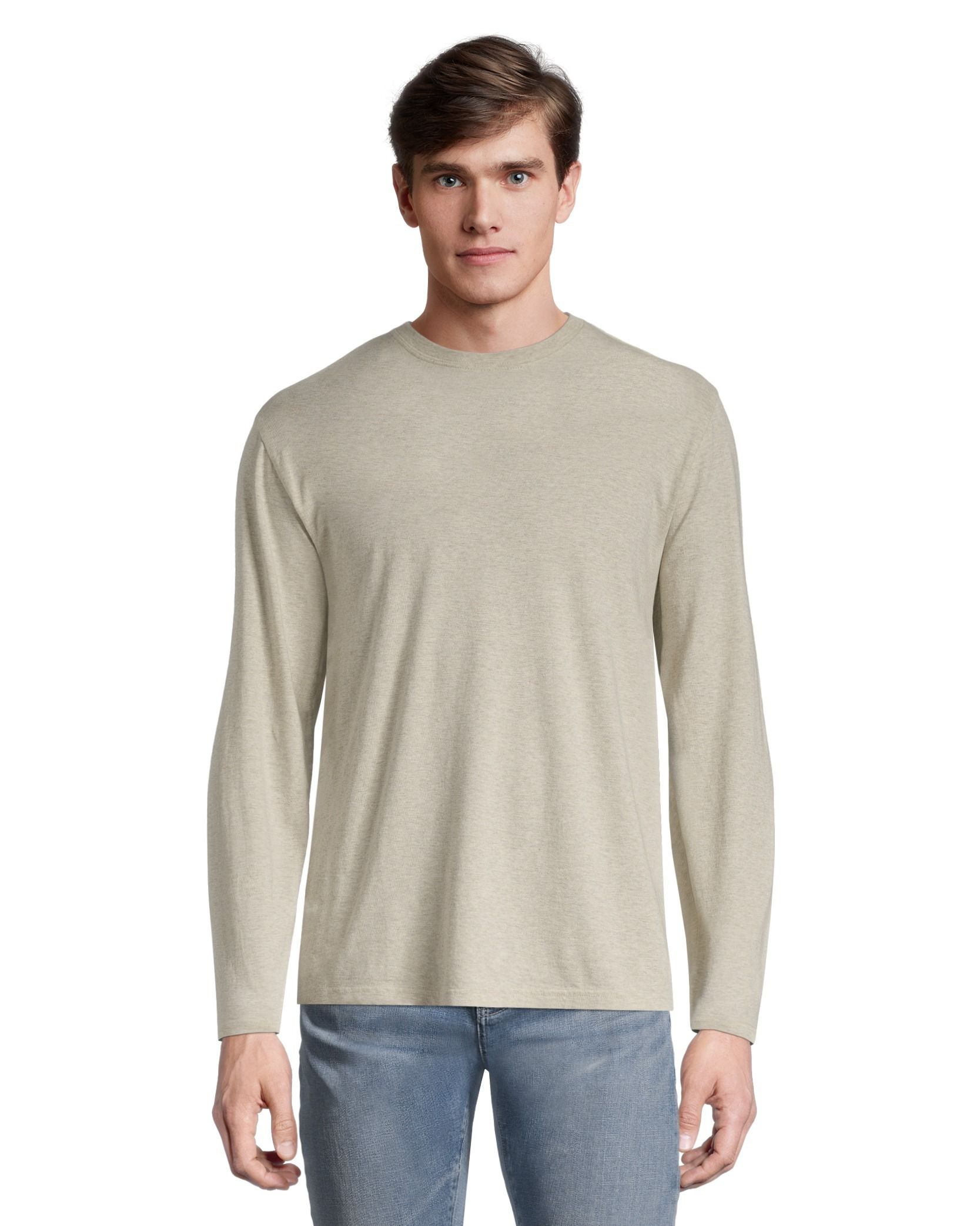 Men's 50 Wash Long Sleeve Classic Fit Crew Neck T-Shirt