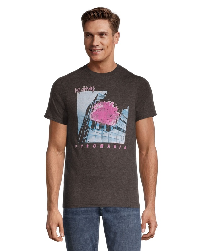 T-shirt graphique à col ras du cou avec logo pour hommes, Def Leppard