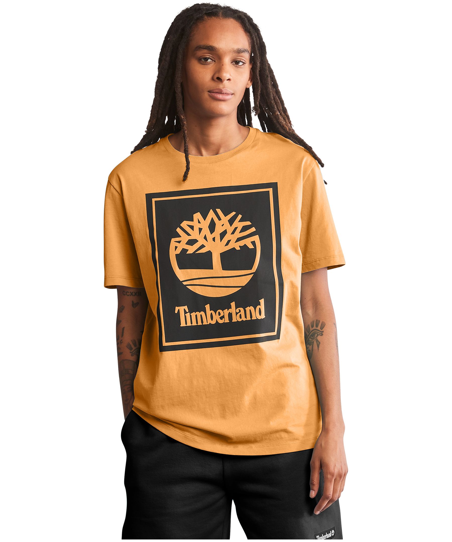 Timberland T-shirt de base à col ras du cou, à manches courtes et à logo d’arbre pour hommes