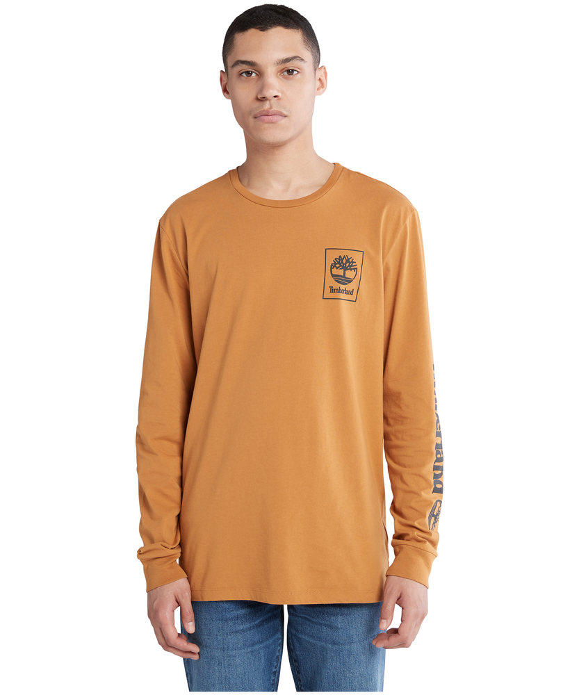 Timberland Men s Long Sleeve Core Tree Stack Logo Crewneck Cotton