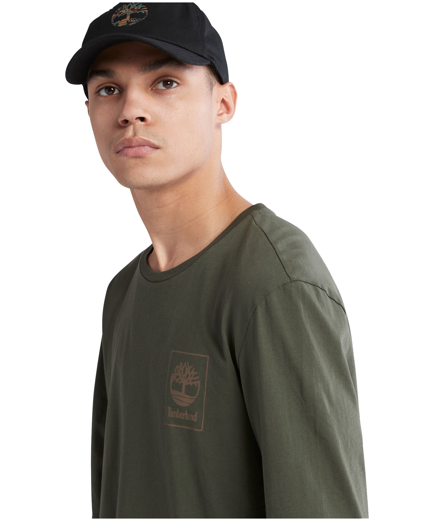 Timberland T-shirt de base à manches longues et à logo d’arbre pour hommes