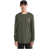 Timberland T-shirt de base à manches longues et à logo d’arbre pour hommes Front_Flat