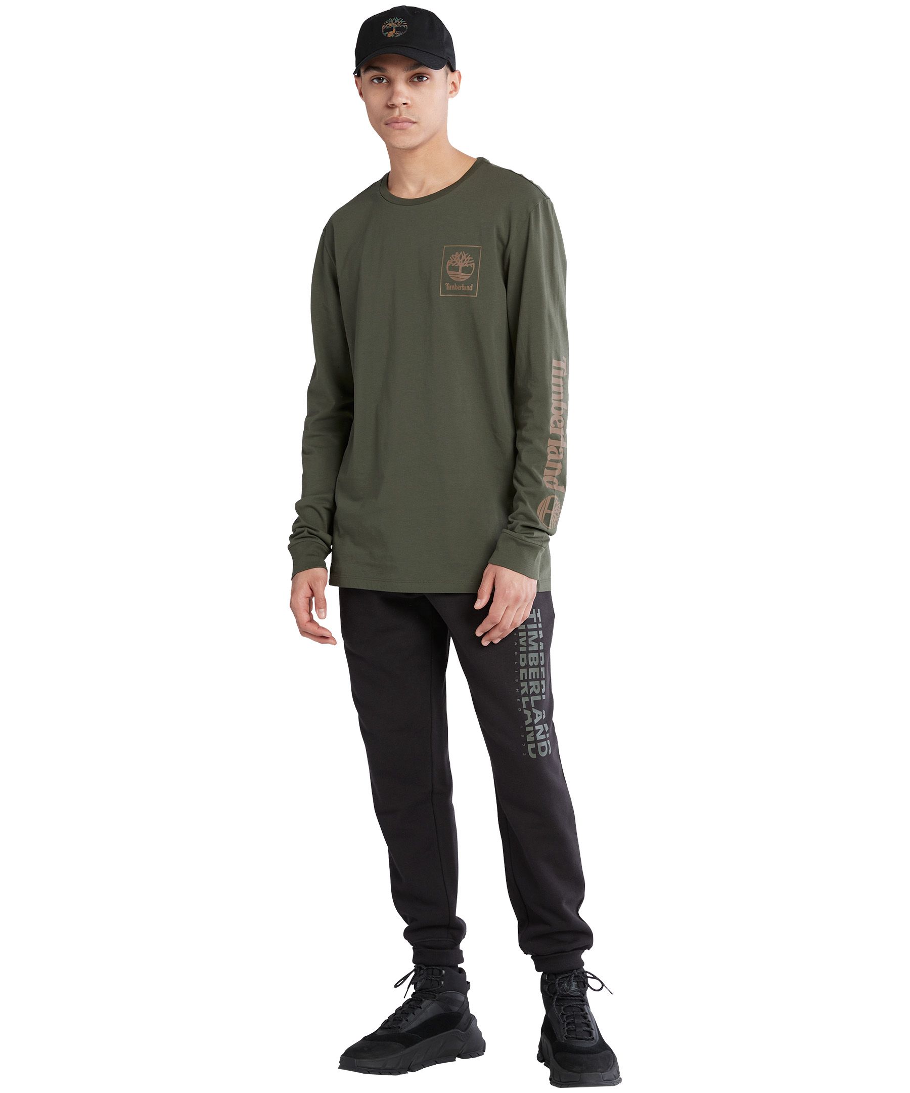 Timberland T-shirt de base à manches longues et à logo d’arbre pour hommes