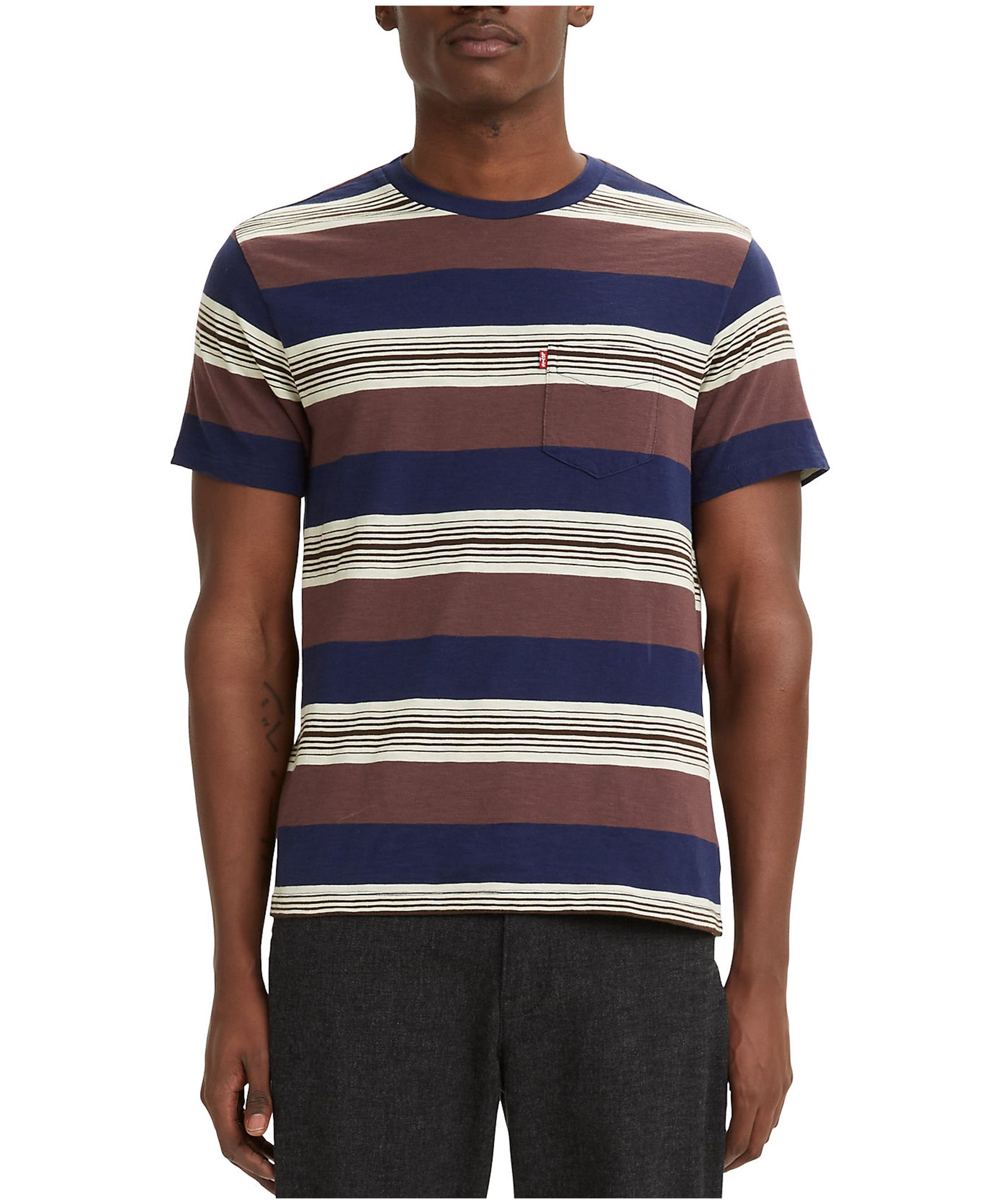 Levi's T-shirt classique rayé avec poche pour hommes