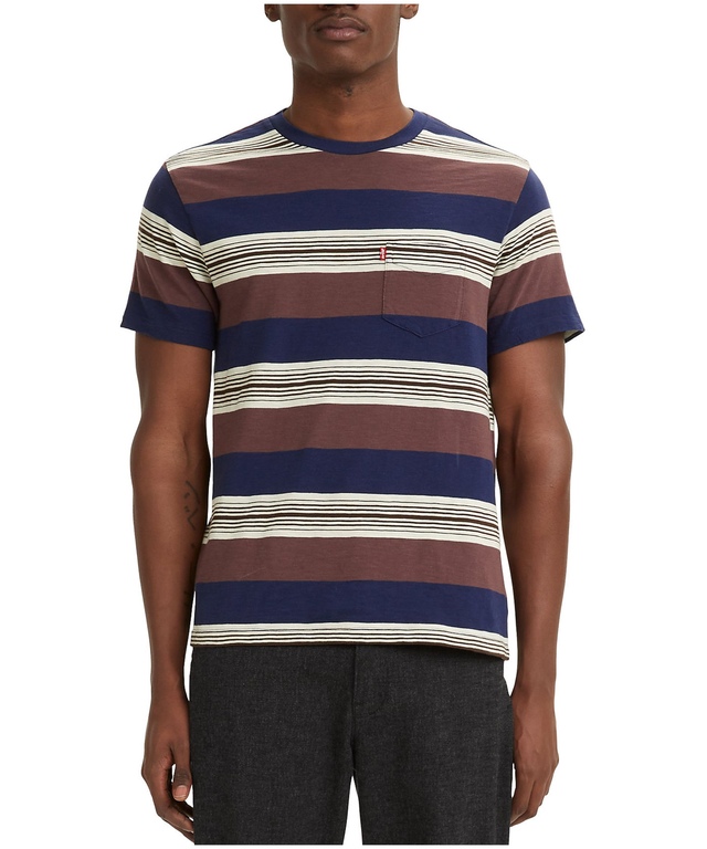 Levi's Men's Classic Pocket Striped Crewneck Cotton Slub Jersey T Shirt
