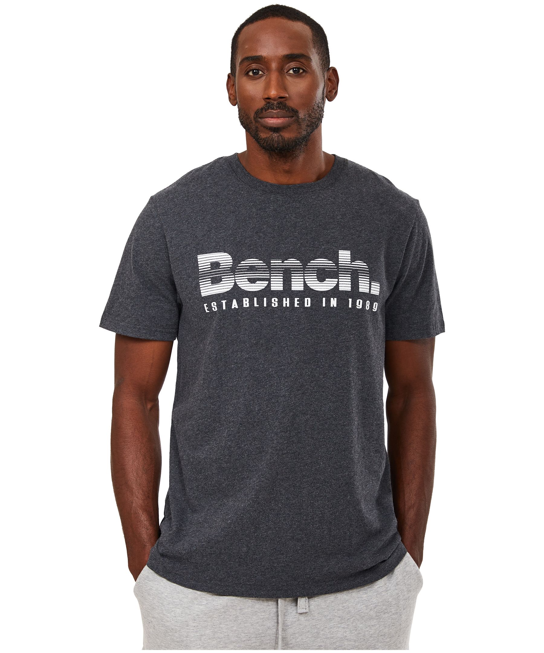 Bench Men\'s Sliced Logo Crewneck Cotton T Shirt | Marks