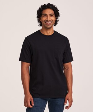 T-shirt en coton 50&nbsp;lavages de coupe classique à col ras du cou avec poche de poitrine pour hommes, Denver Hayes