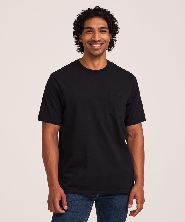 Denver Hayes Men's 50 Wash Classic Fit Chest Pocket Crewneck Cotton T Shirt