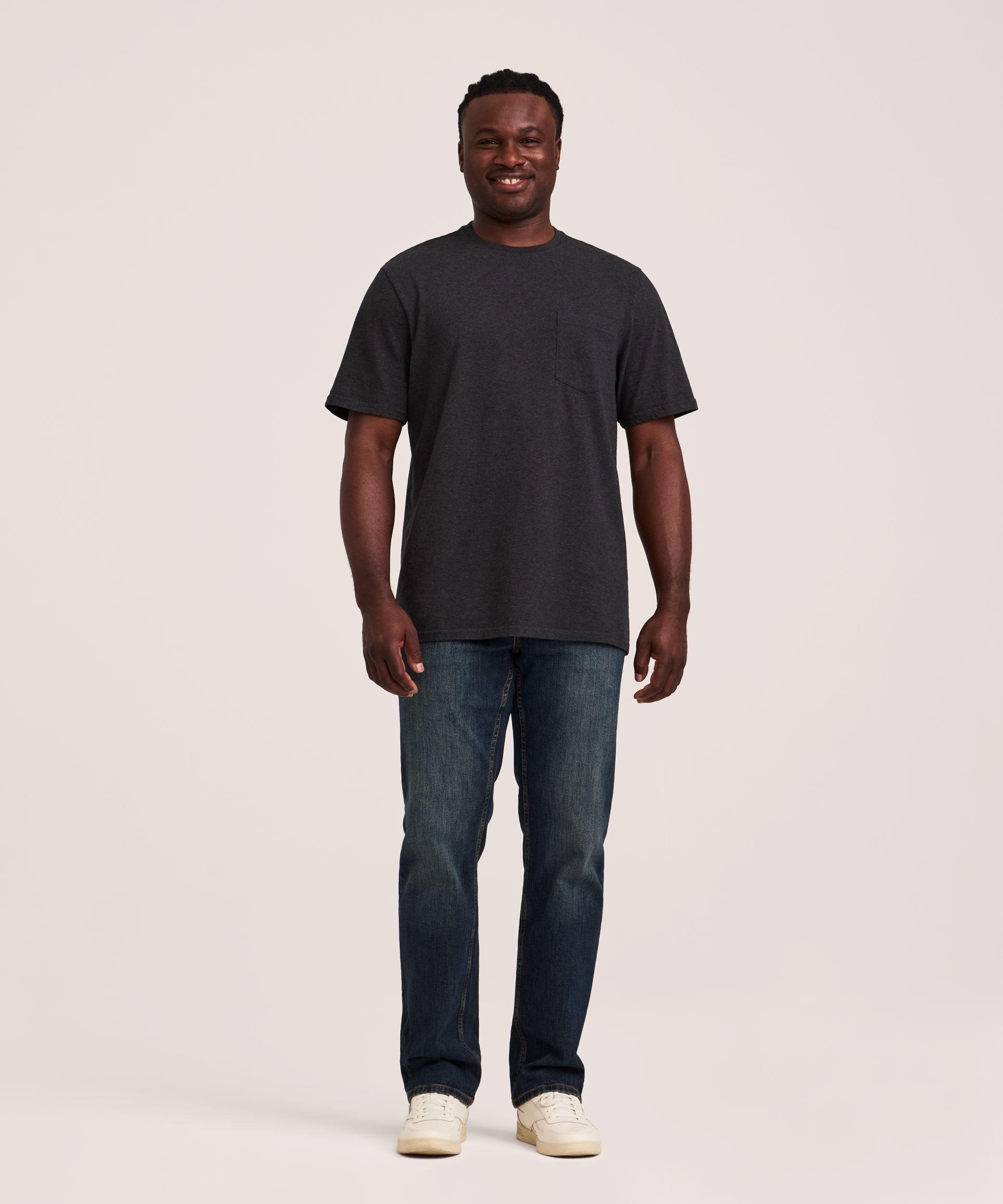 Denver Hayes Men's 50 Wash Classic Fit Chest Pocket Crewneck Cotton T-Shirt