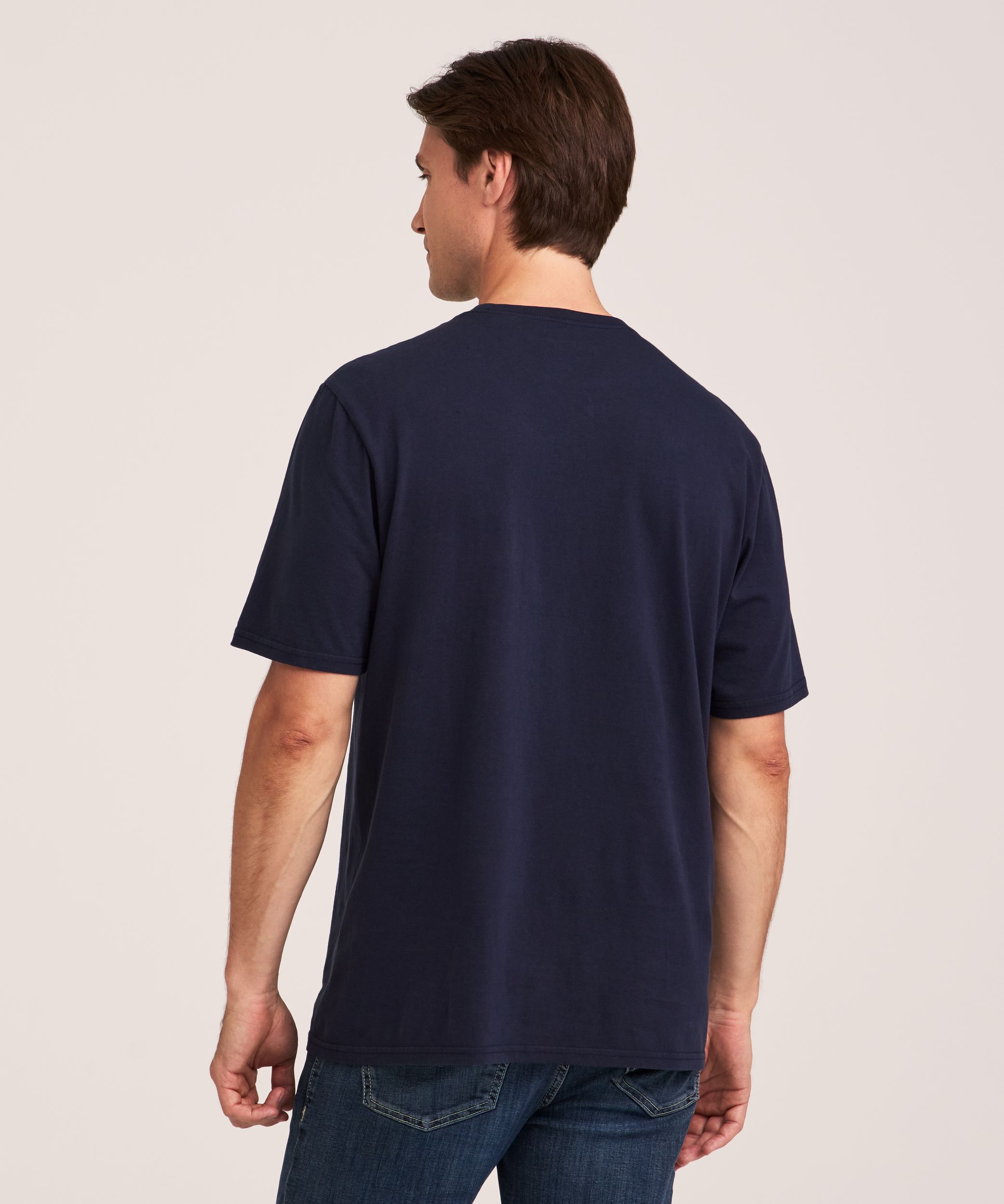 Denver Hayes Men's 50 Wash Classic Fit Chest Pocket Crewneck Cotton T-Shirt