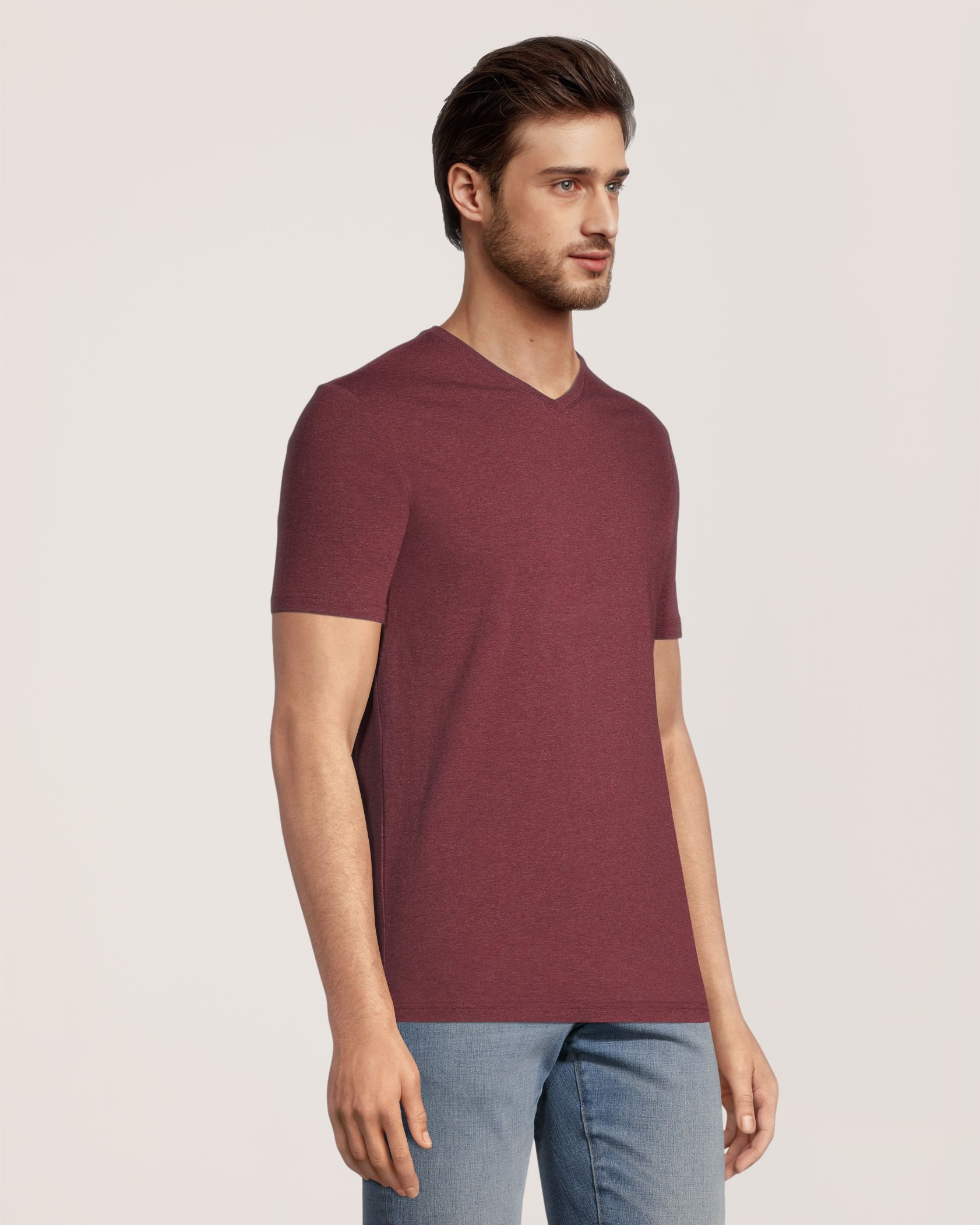 T-shirt extensible à encolure en V et à manches courtes, Denver Hayes